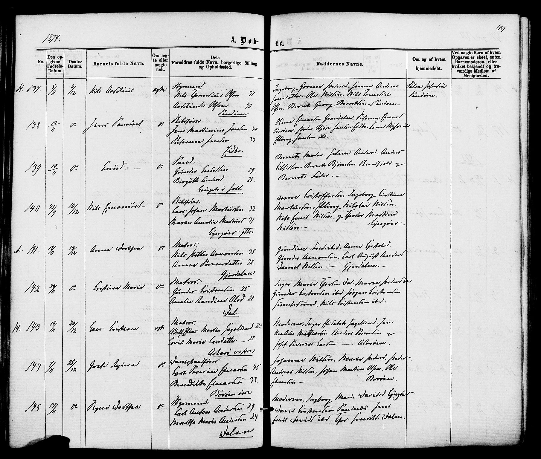 Dypvåg sokneprestkontor, AV/SAK-1111-0007/F/Fa/Faa/L0007: Parish register (official) no. A 7/ 1, 1872-1884, p. 49