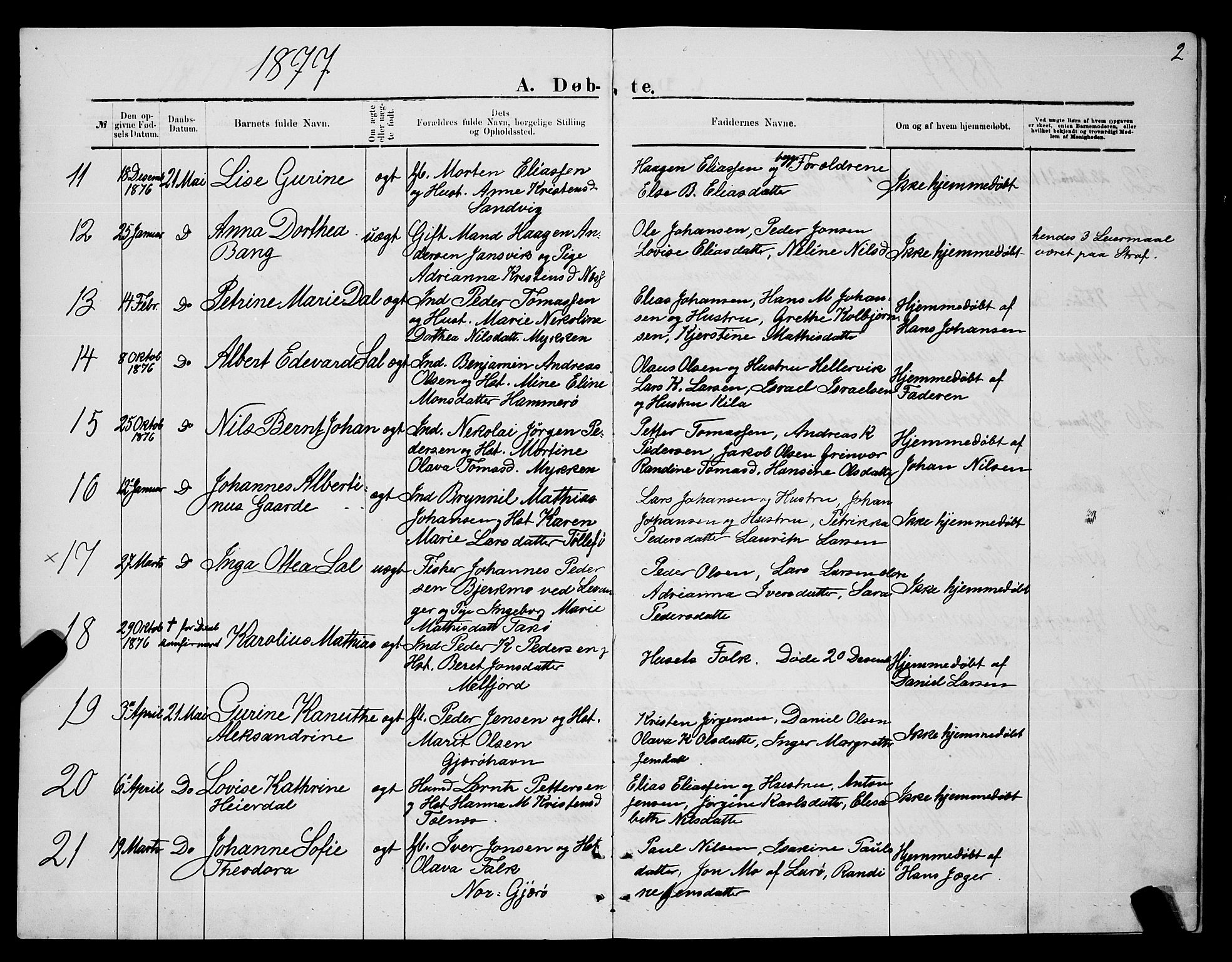 Ministerialprotokoller, klokkerbøker og fødselsregistre - Nordland, SAT/A-1459/841/L0620: Parish register (copy) no. 841C04, 1877-1896, p. 2