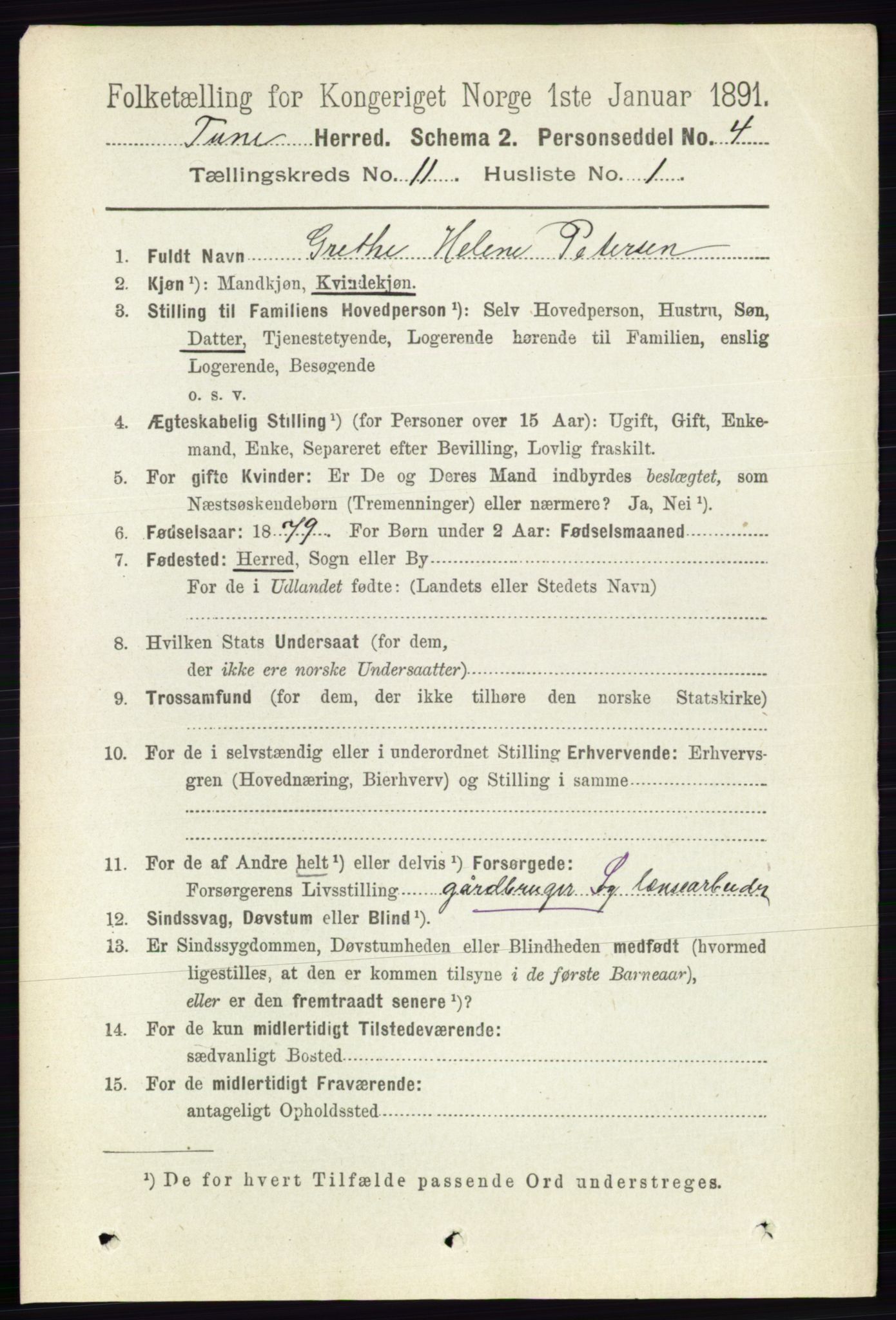 RA, 1891 census for 0130 Tune, 1891, p. 6943