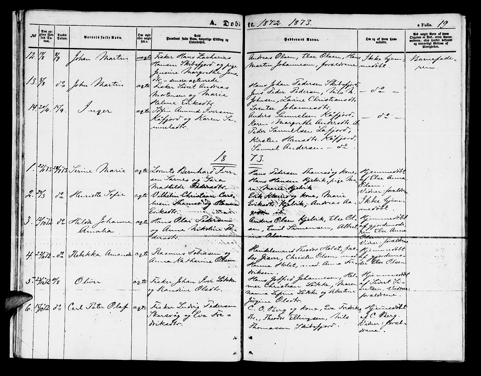 Måsøy sokneprestkontor, SATØ/S-1348/H/Hb/L0003klokker: Parish register (copy) no. 3, 1861-1886, p. 19