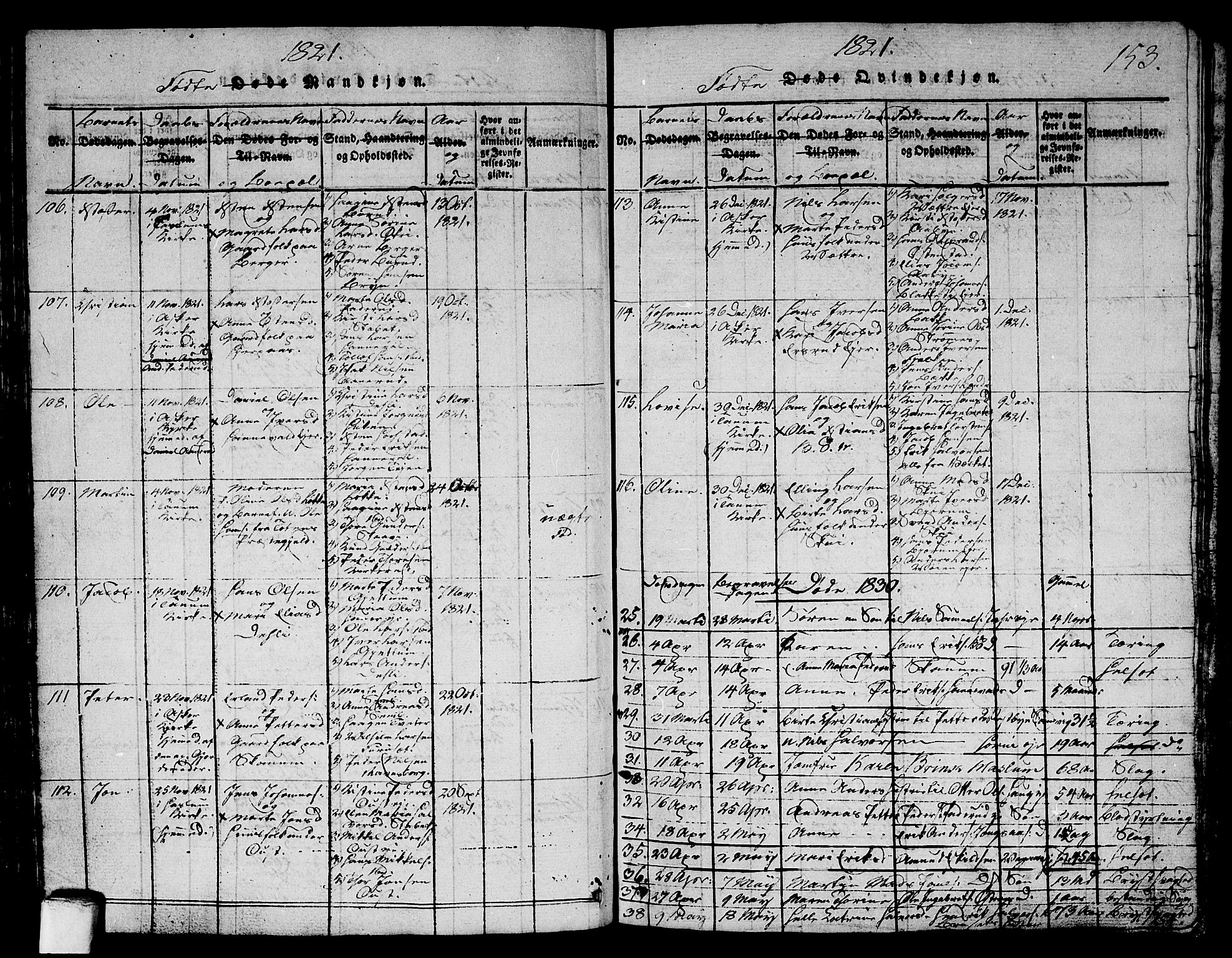 Asker prestekontor Kirkebøker, SAO/A-10256a/G/Ga/L0001: Parish register (copy) no. I 1, 1814-1830, p. 153