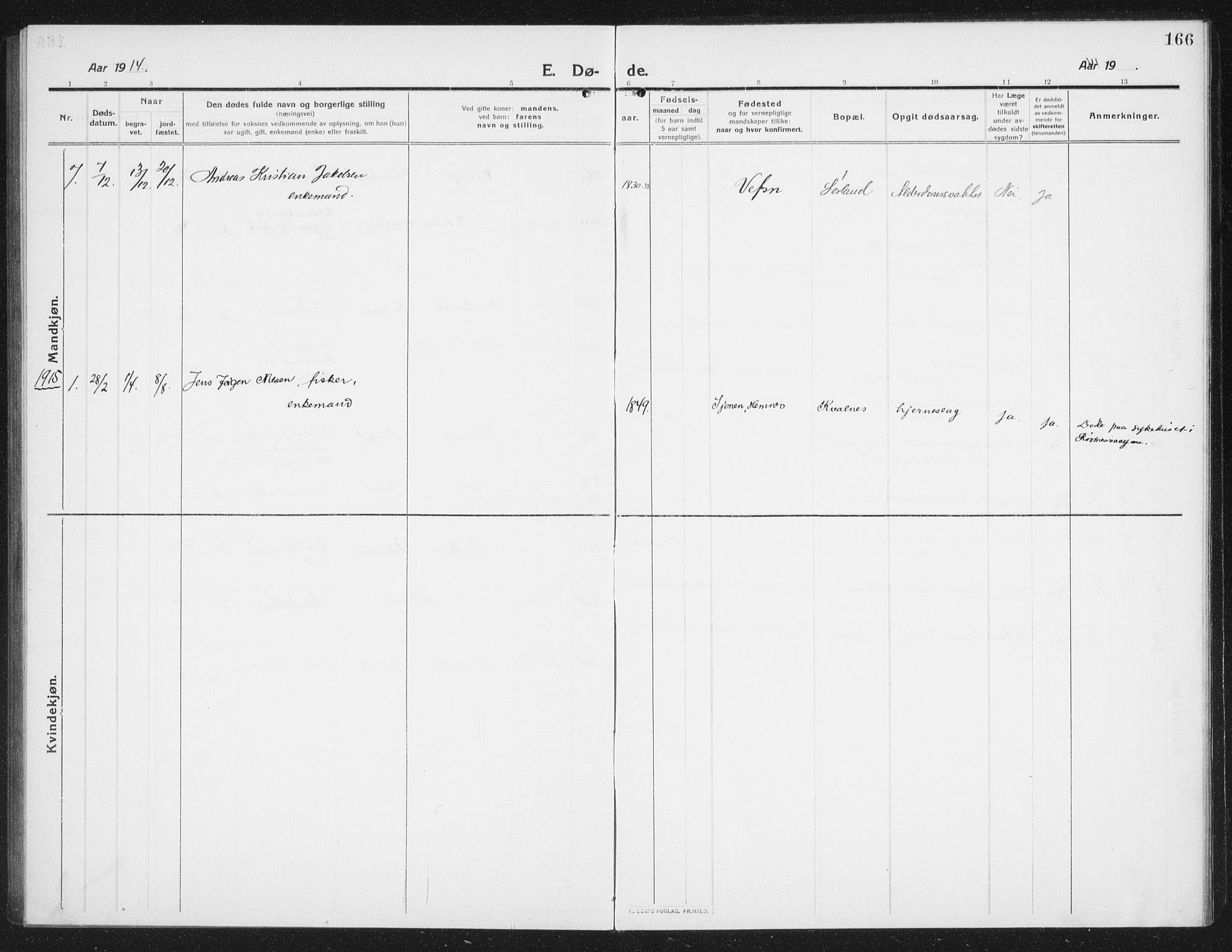 Ministerialprotokoller, klokkerbøker og fødselsregistre - Nordland, AV/SAT-A-1459/807/L0124: Parish register (copy) no. 807C02, 1910-1935, p. 166