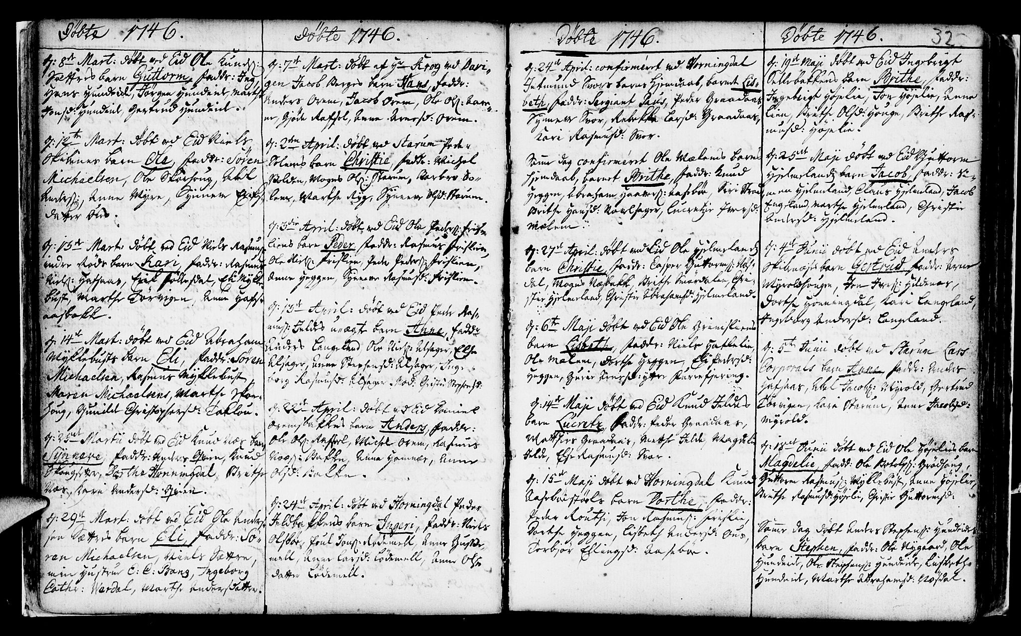 Eid sokneprestembete, AV/SAB-A-82301/H/Haa/Haaa/L0002: Parish register (official) no. A 2, 1741-1769, p. 32