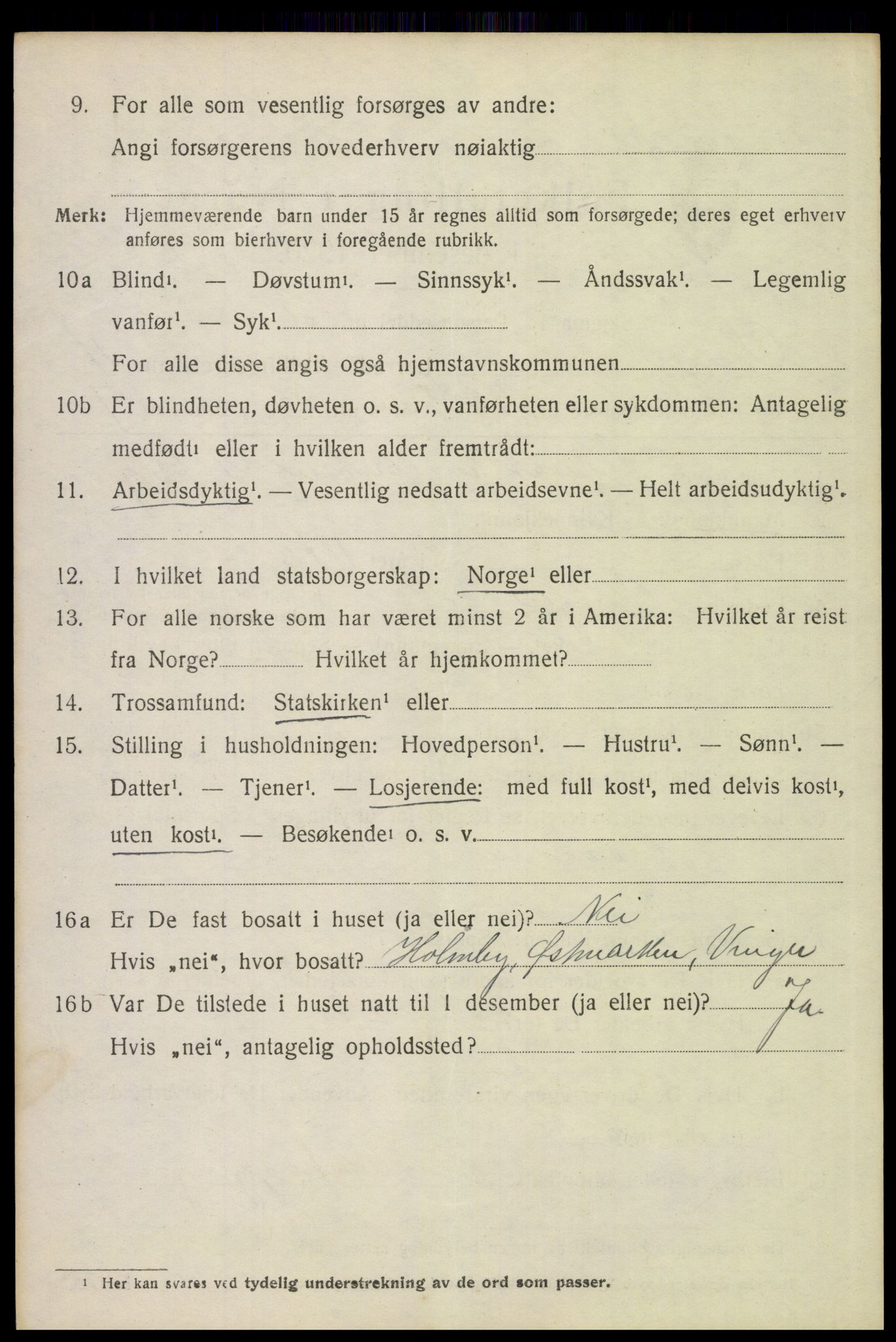 SAH, 1920 census for Vinger, 1920, p. 10205