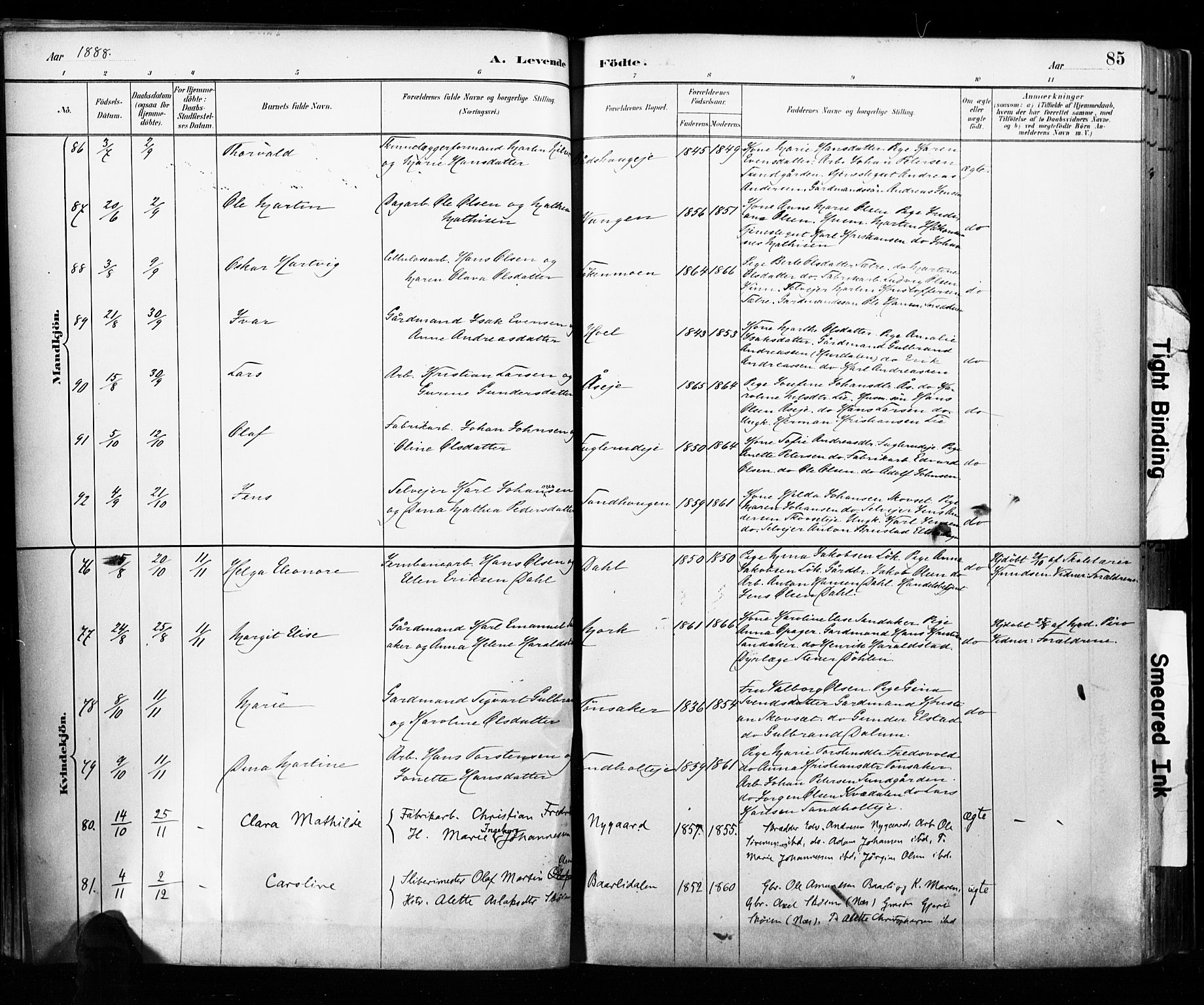 Eidsvoll prestekontor Kirkebøker, AV/SAO-A-10888/F/Fa/L0002: Parish register (official) no. I 2, 1882-1895, p. 85