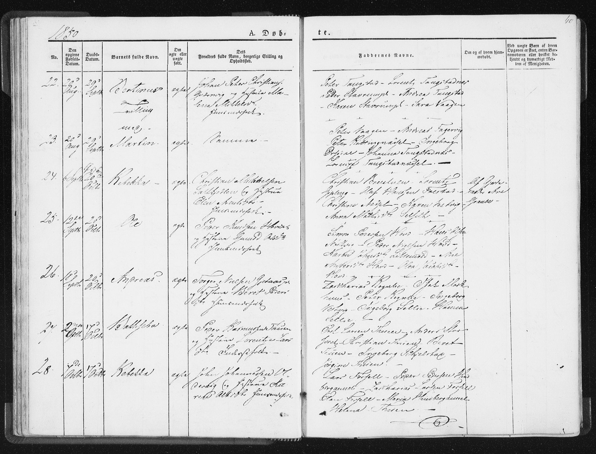 Ministerialprotokoller, klokkerbøker og fødselsregistre - Nord-Trøndelag, SAT/A-1458/744/L0418: Parish register (official) no. 744A02, 1843-1866, p. 40