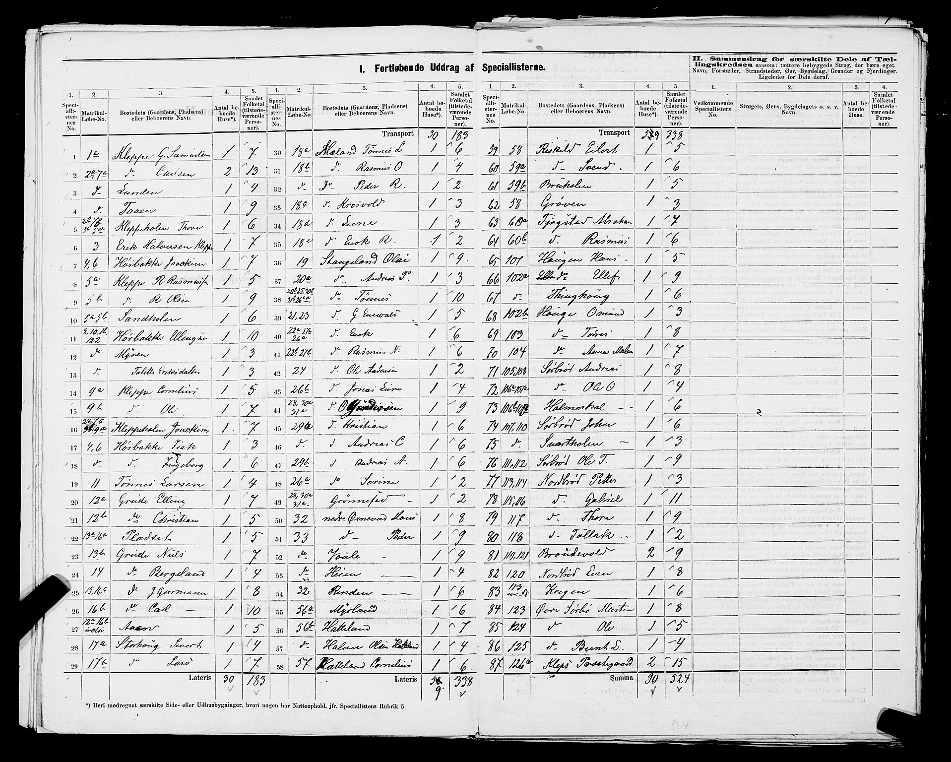 SAST, 1875 census for 1120P Klepp, 1875, p. 11