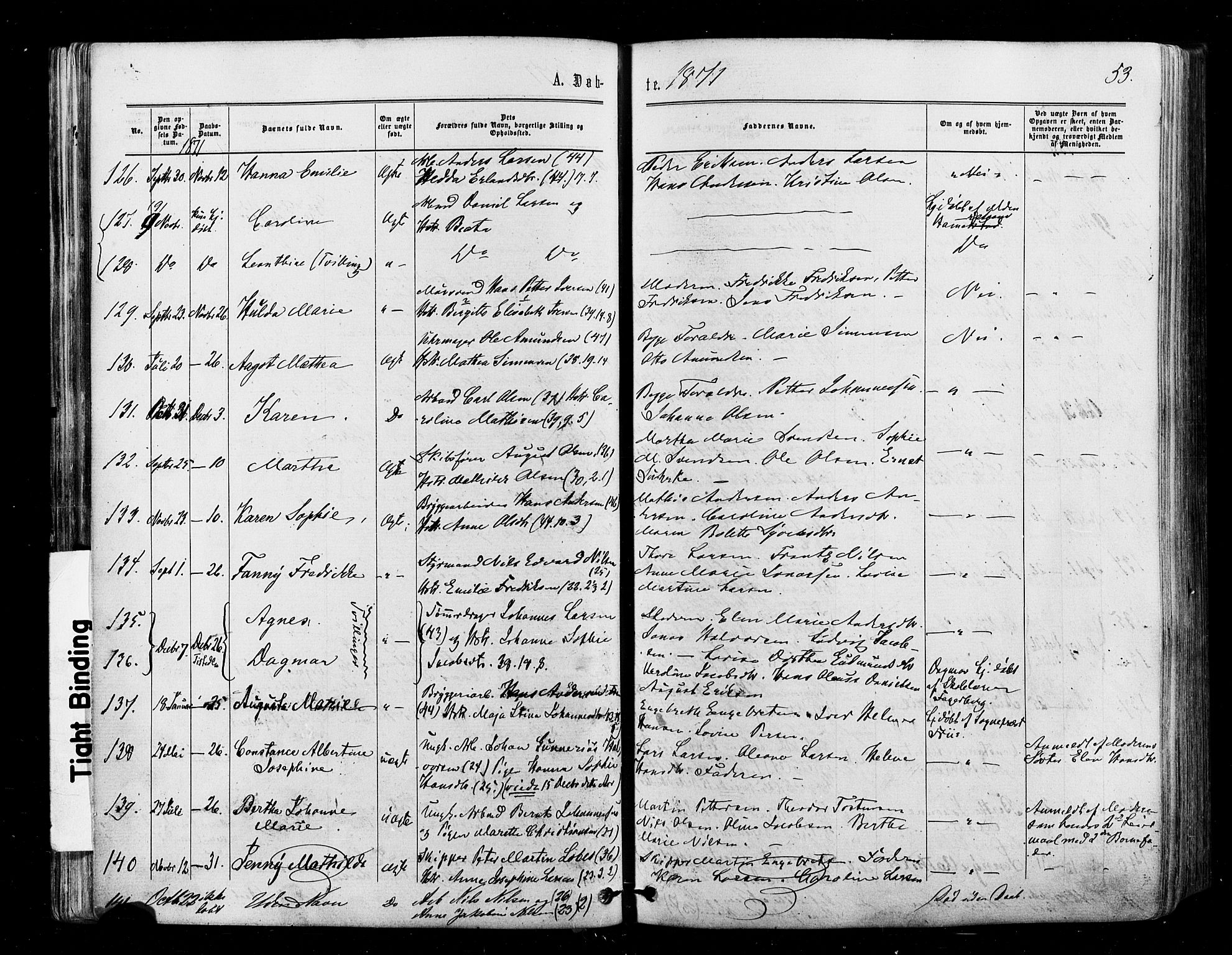 Halden prestekontor Kirkebøker, AV/SAO-A-10909/F/Fa/L0009: Parish register (official) no. I 9, 1866-1877, p. 53