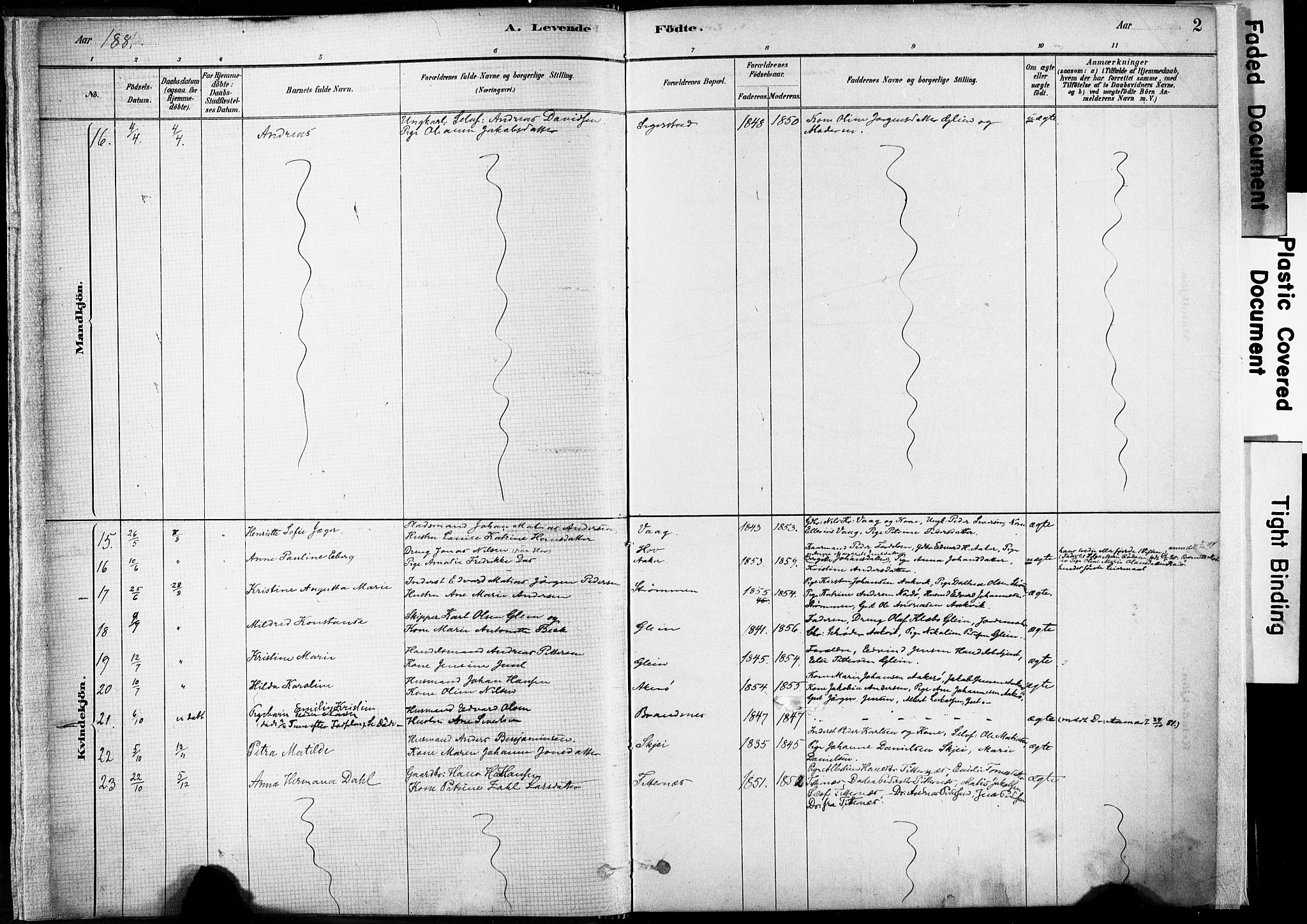 Ministerialprotokoller, klokkerbøker og fødselsregistre - Nordland, SAT/A-1459/835/L0525: Parish register (official) no. 835A03I, 1881-1910, p. 2