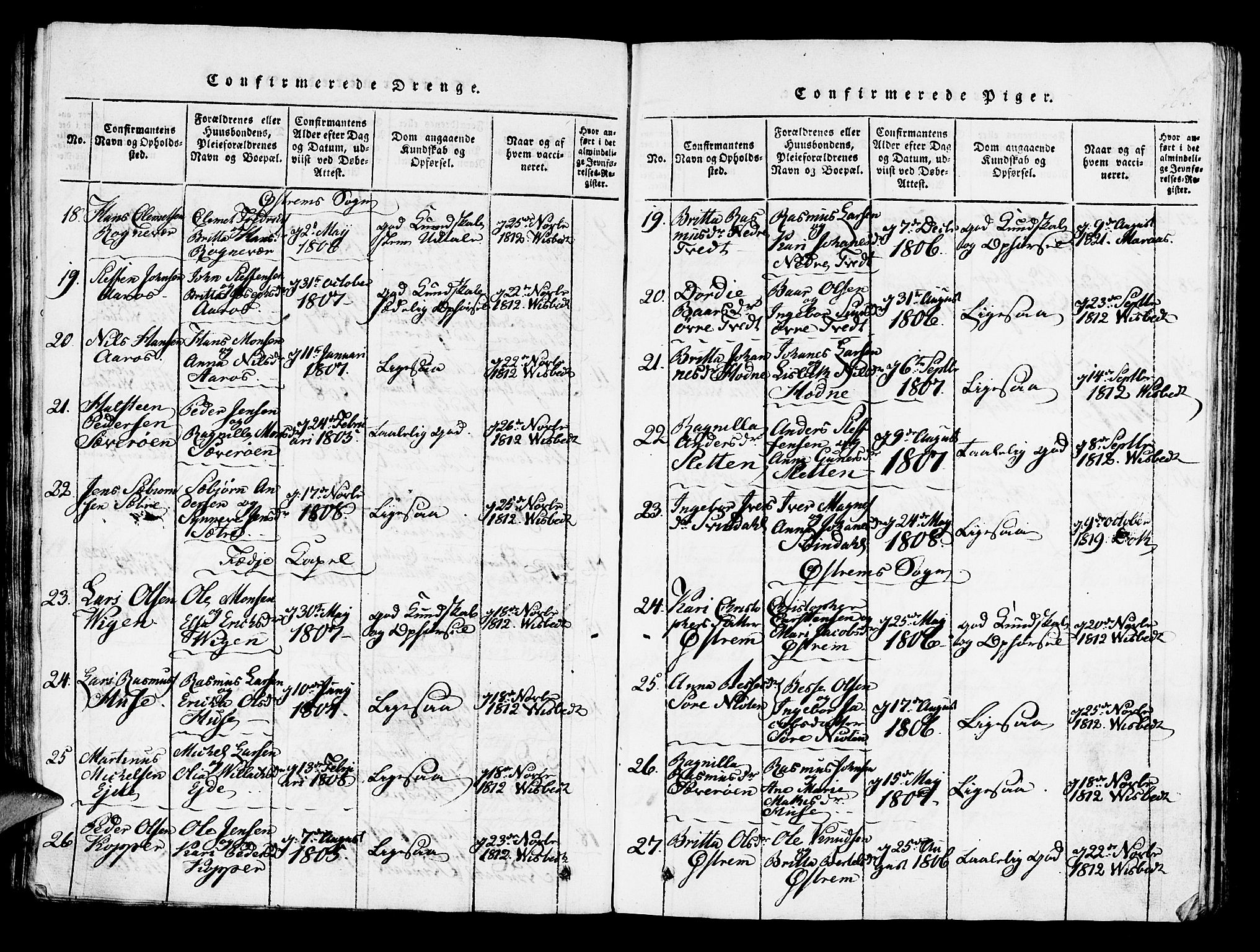 Lindås Sokneprestembete, AV/SAB-A-76701/H/Haa/Haaa/L0007: Parish register (official) no. A 7, 1816-1823, p. 262