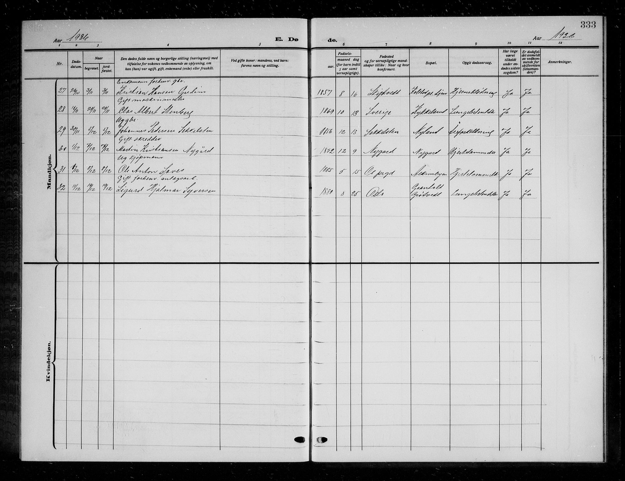 Askim prestekontor Kirkebøker, AV/SAO-A-10900/G/Ga/L0003: Parish register (copy) no. 3, 1921-1937, p. 333