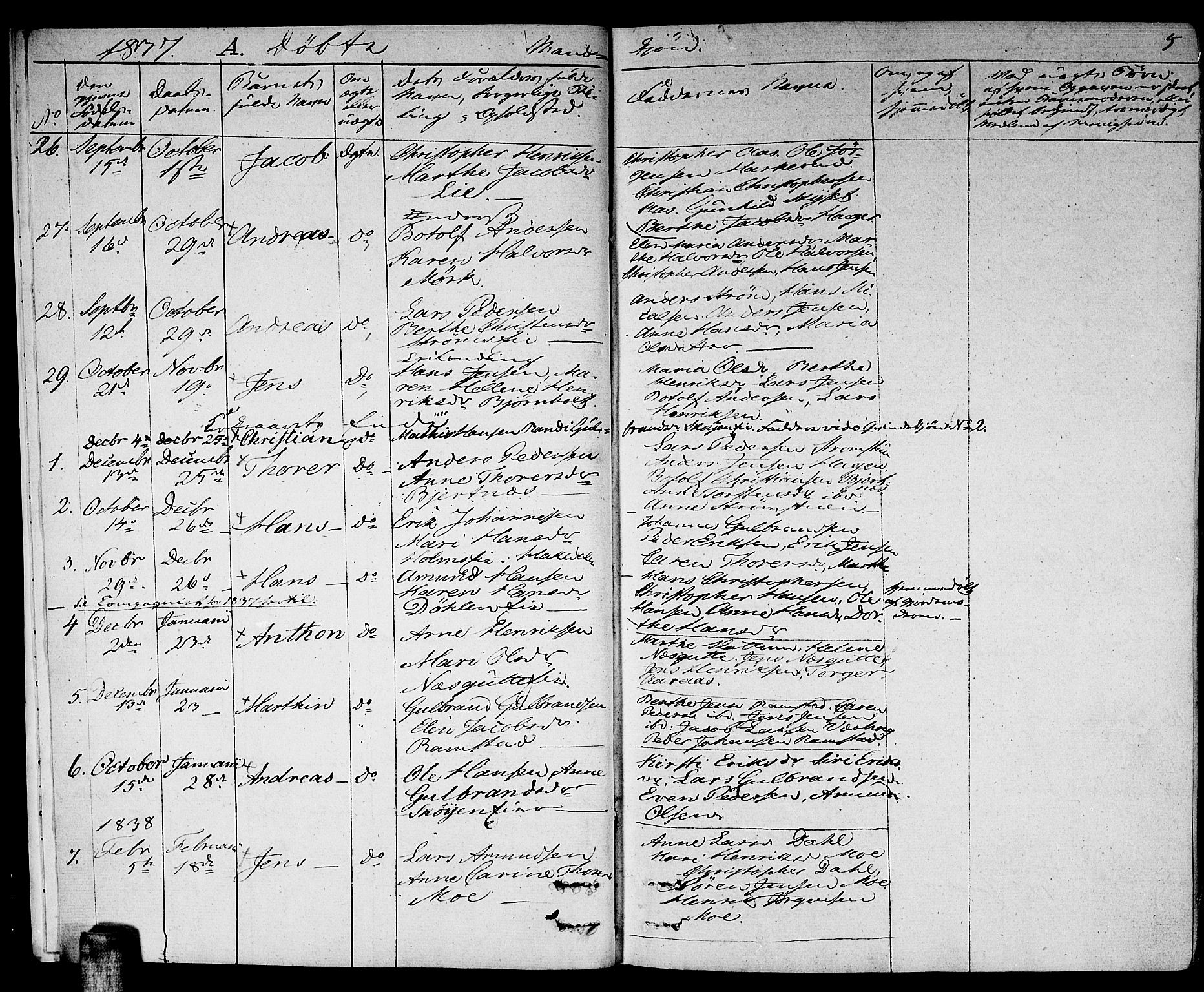 Nittedal prestekontor Kirkebøker, SAO/A-10365a/F/Fa/L0004: Parish register (official) no. I 4, 1836-1849, p. 5