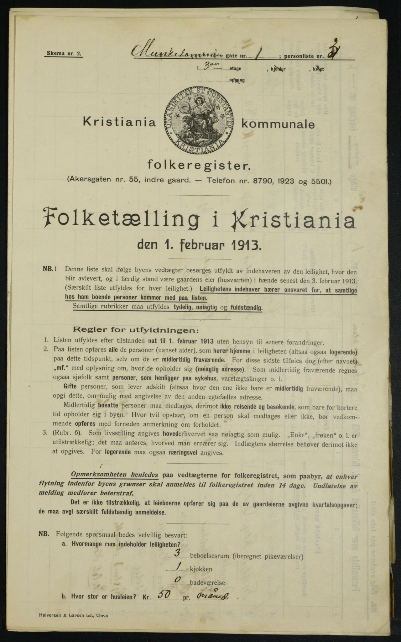 OBA, Municipal Census 1913 for Kristiania, 1913, p. 66632