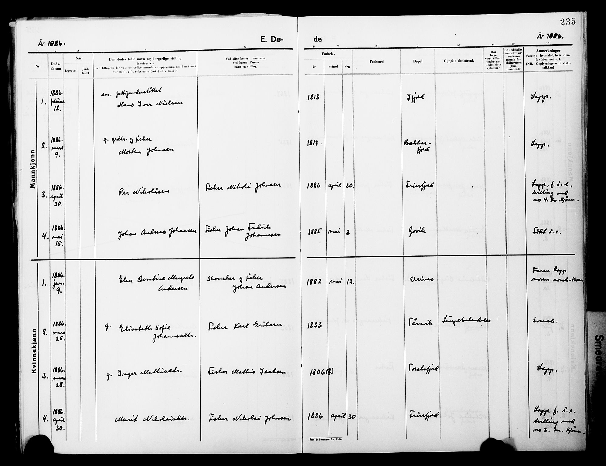 Lebesby sokneprestkontor, AV/SATØ-S-1353/H/Ha/L0004kirke: Parish register (official) no. 4, 1870-1902, p. 235