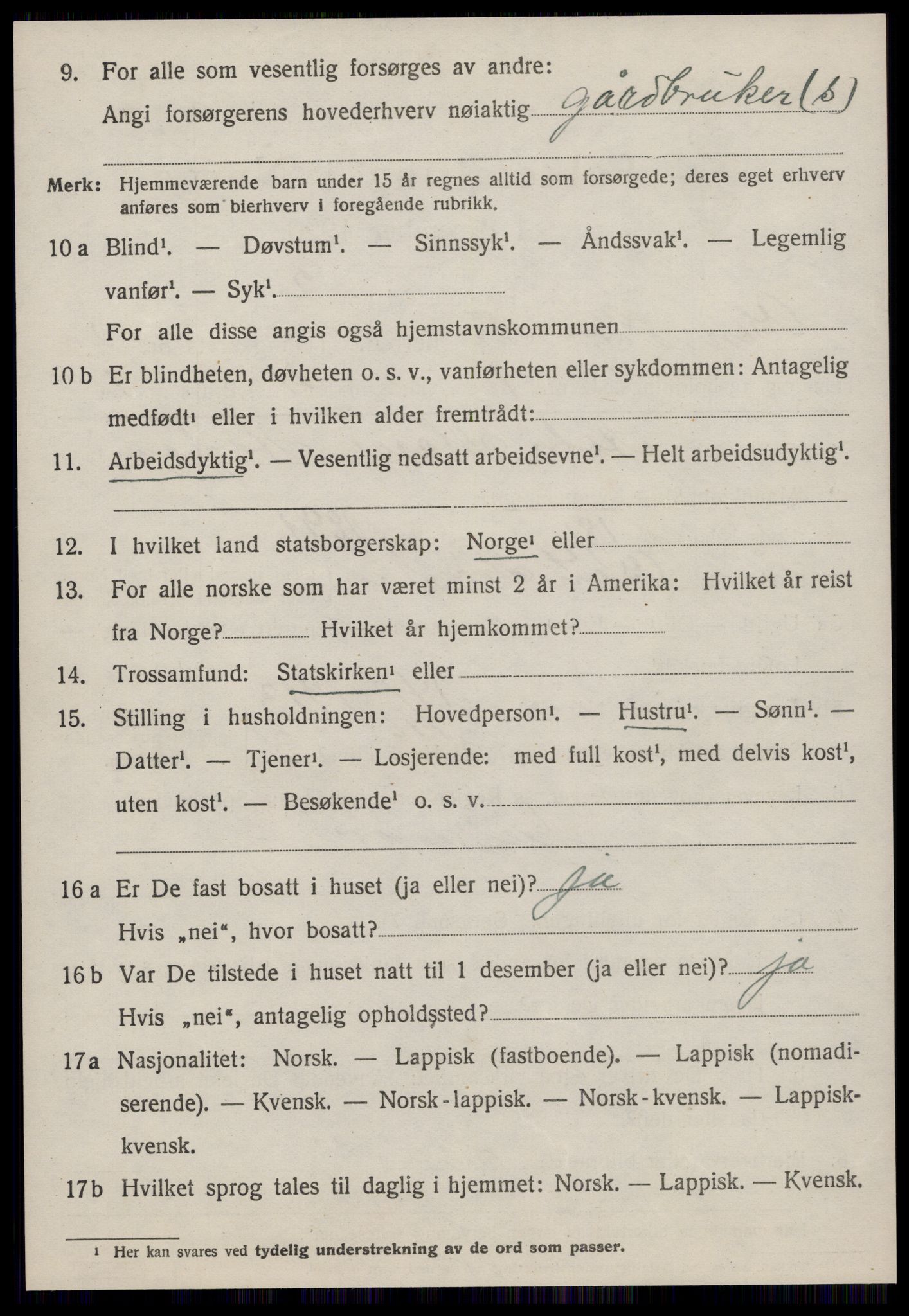 SAT, 1920 census for Osen, 1920, p. 1164