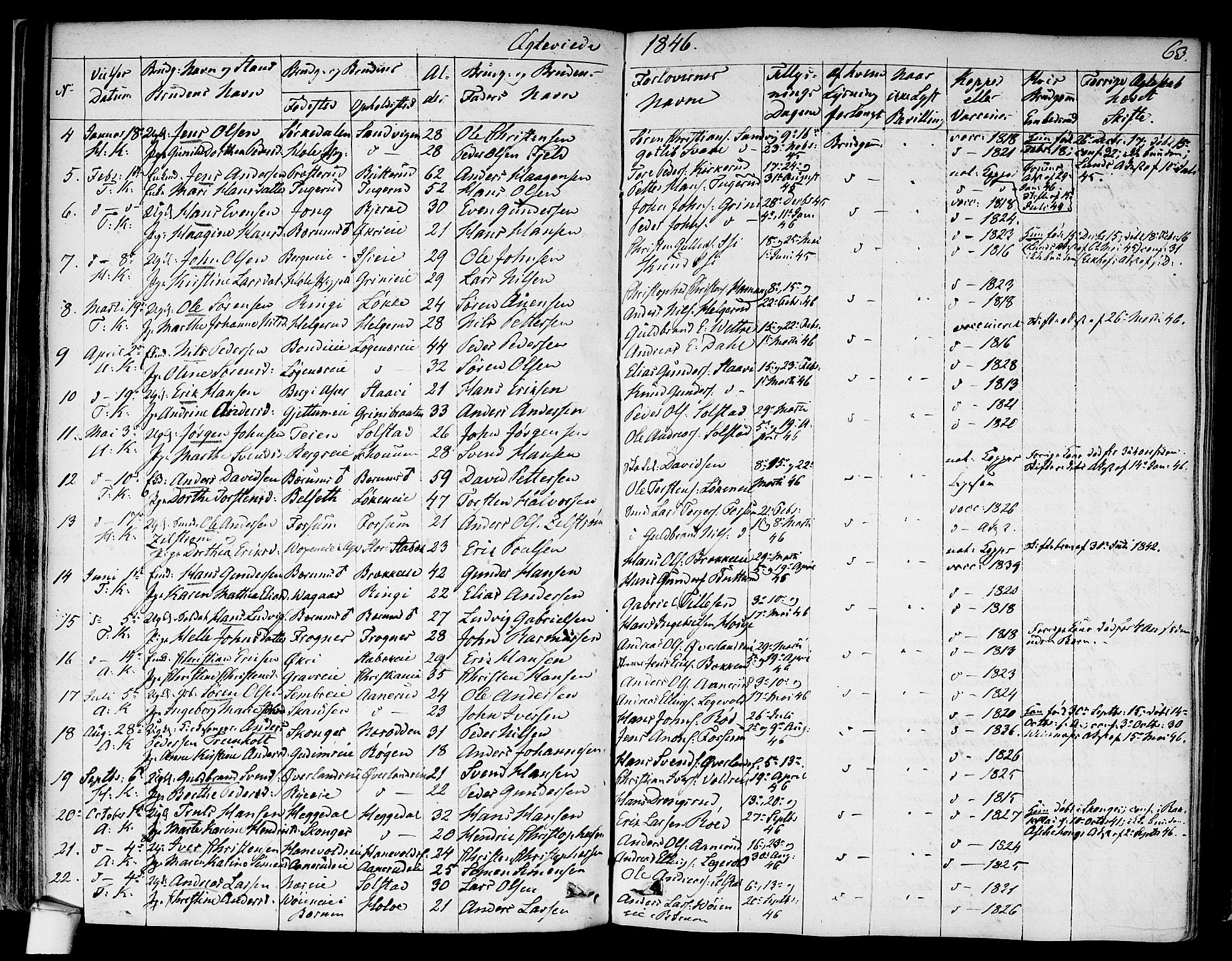 Asker prestekontor Kirkebøker, SAO/A-10256a/F/Fa/L0010: Parish register (official) no. I 10, 1825-1878, p. 63