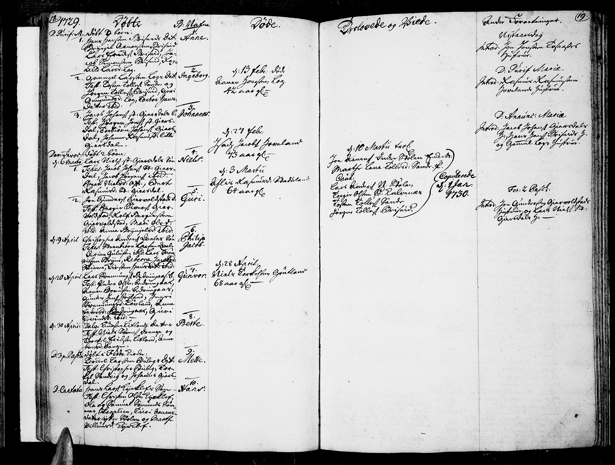 Lista sokneprestkontor, AV/SAK-1111-0027/F/Fa/L0002: Parish register (official) no. A 2 /2, 1726-1753, p. 18-19