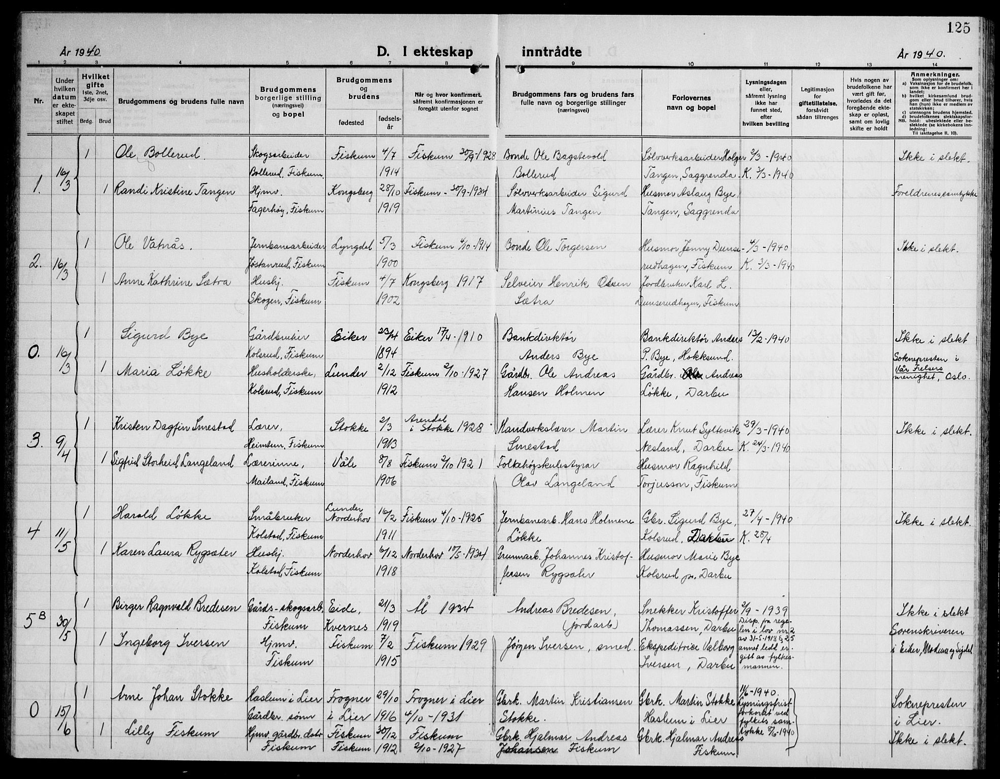 Fiskum kirkebøker, AV/SAKO-A-15/G/Ga/L0007: Parish register (copy) no. 7, 1928-1945, p. 125