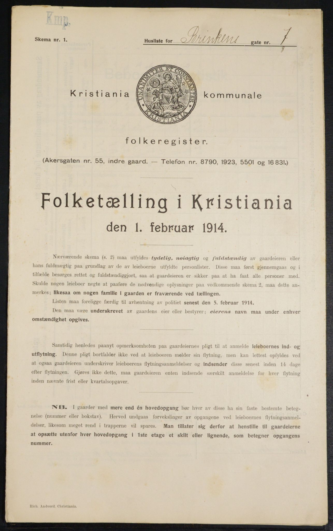 OBA, Municipal Census 1914 for Kristiania, 1914, p. 8852
