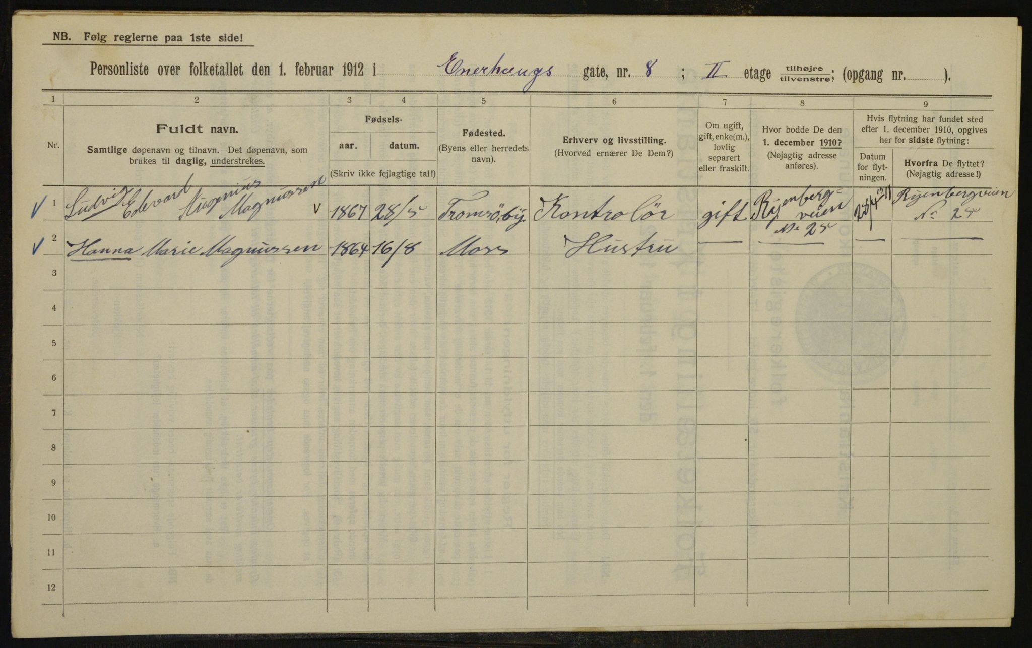 OBA, Municipal Census 1912 for Kristiania, 1912, p. 21503