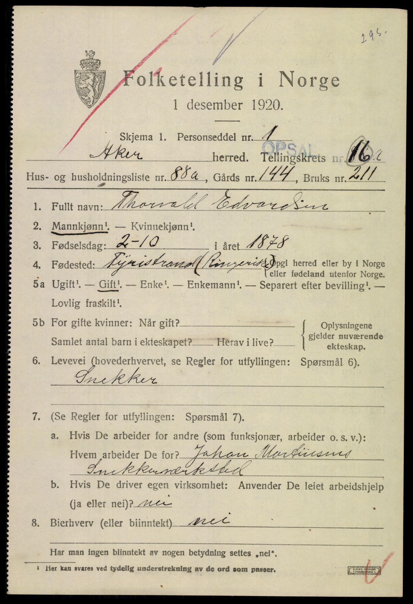 SAO, 1920 census for Aker, 1920, p. 93096