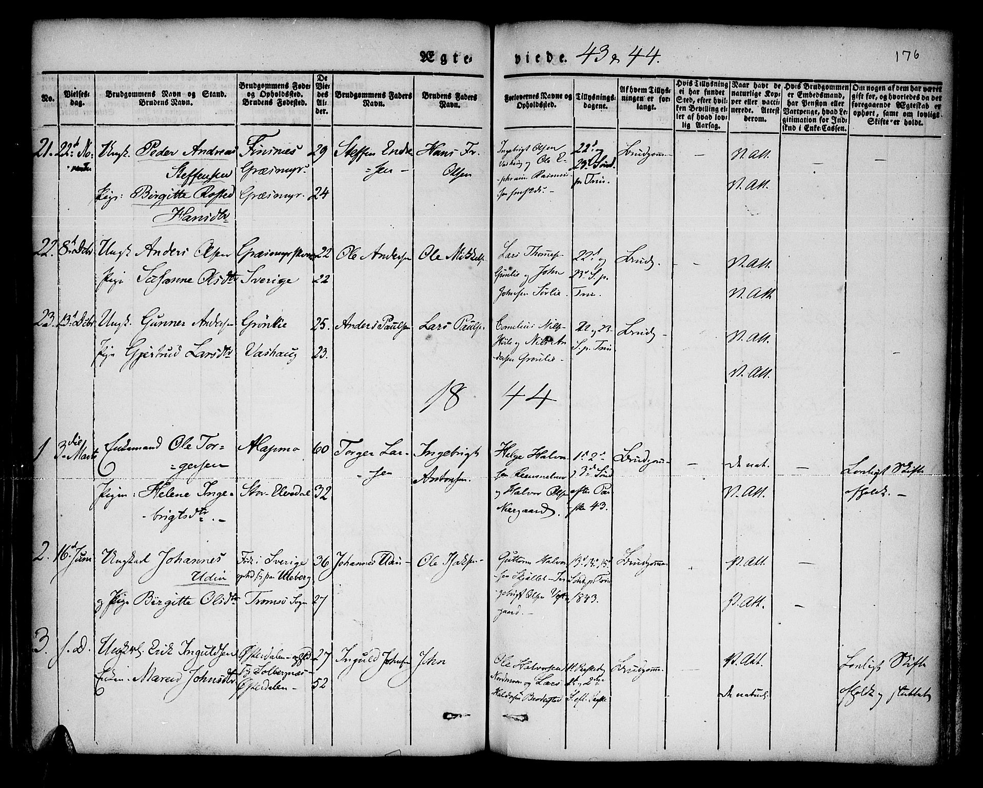 Lenvik sokneprestembete, SATØ/S-1310/H/Ha/Haa/L0004kirke: Parish register (official) no. 4, 1832-1844, p. 176