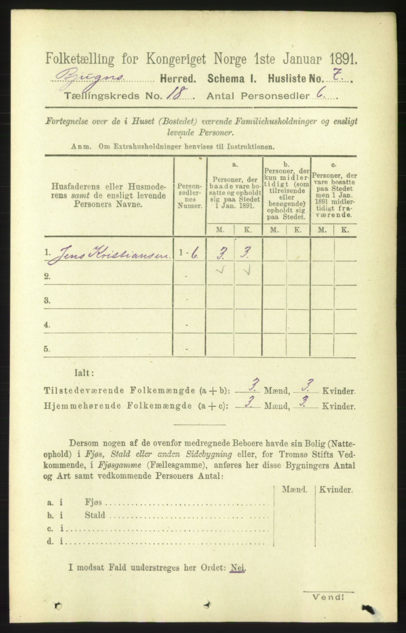 RA, 1891 census for 1627 Bjugn, 1891, p. 4907