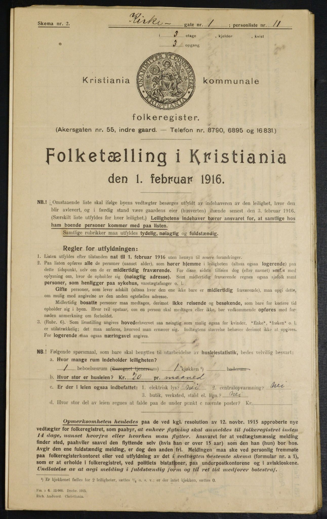 OBA, Municipal Census 1916 for Kristiania, 1916, p. 50822