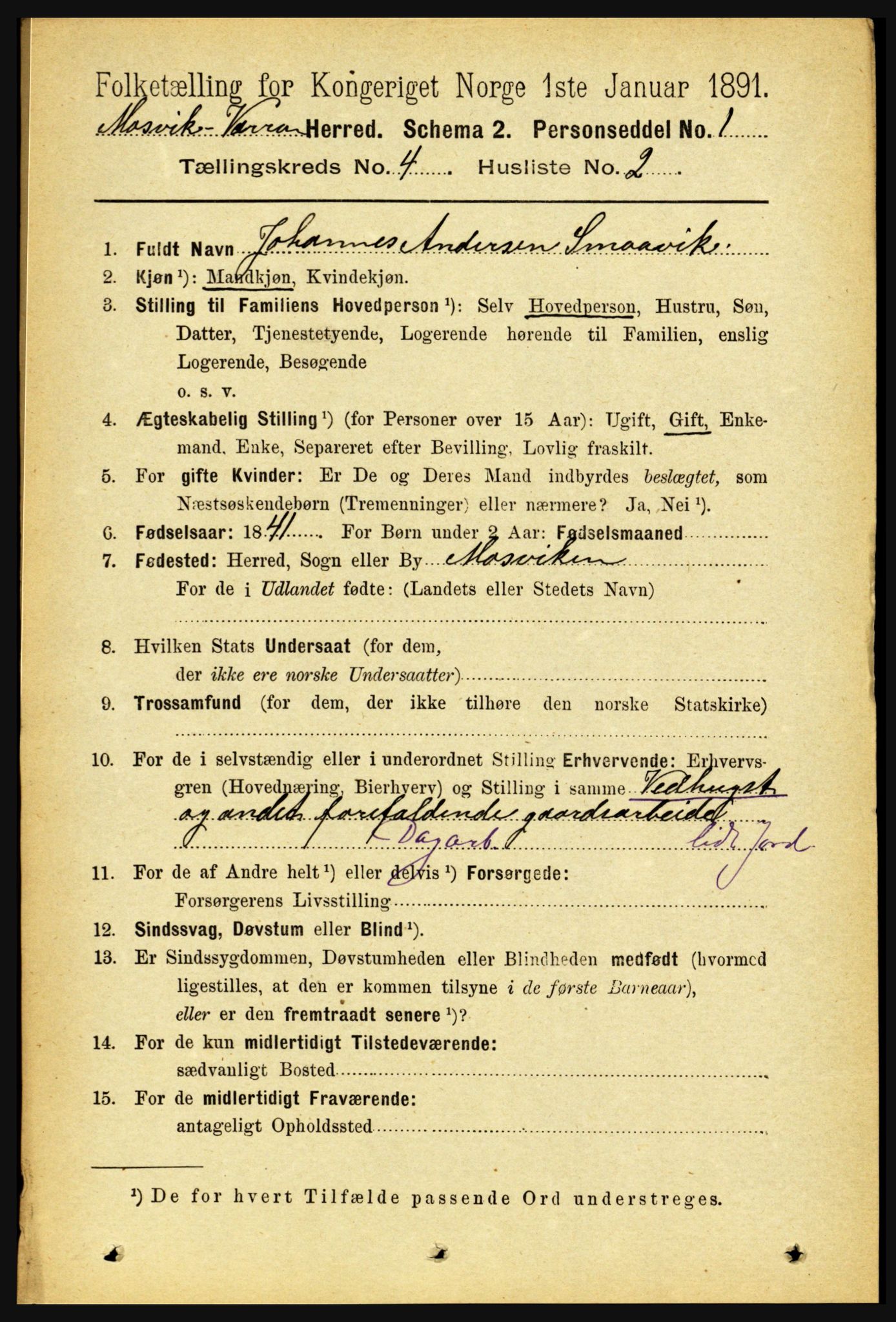 RA, 1891 census for 1723 Mosvik og Verran, 1891, p. 1401