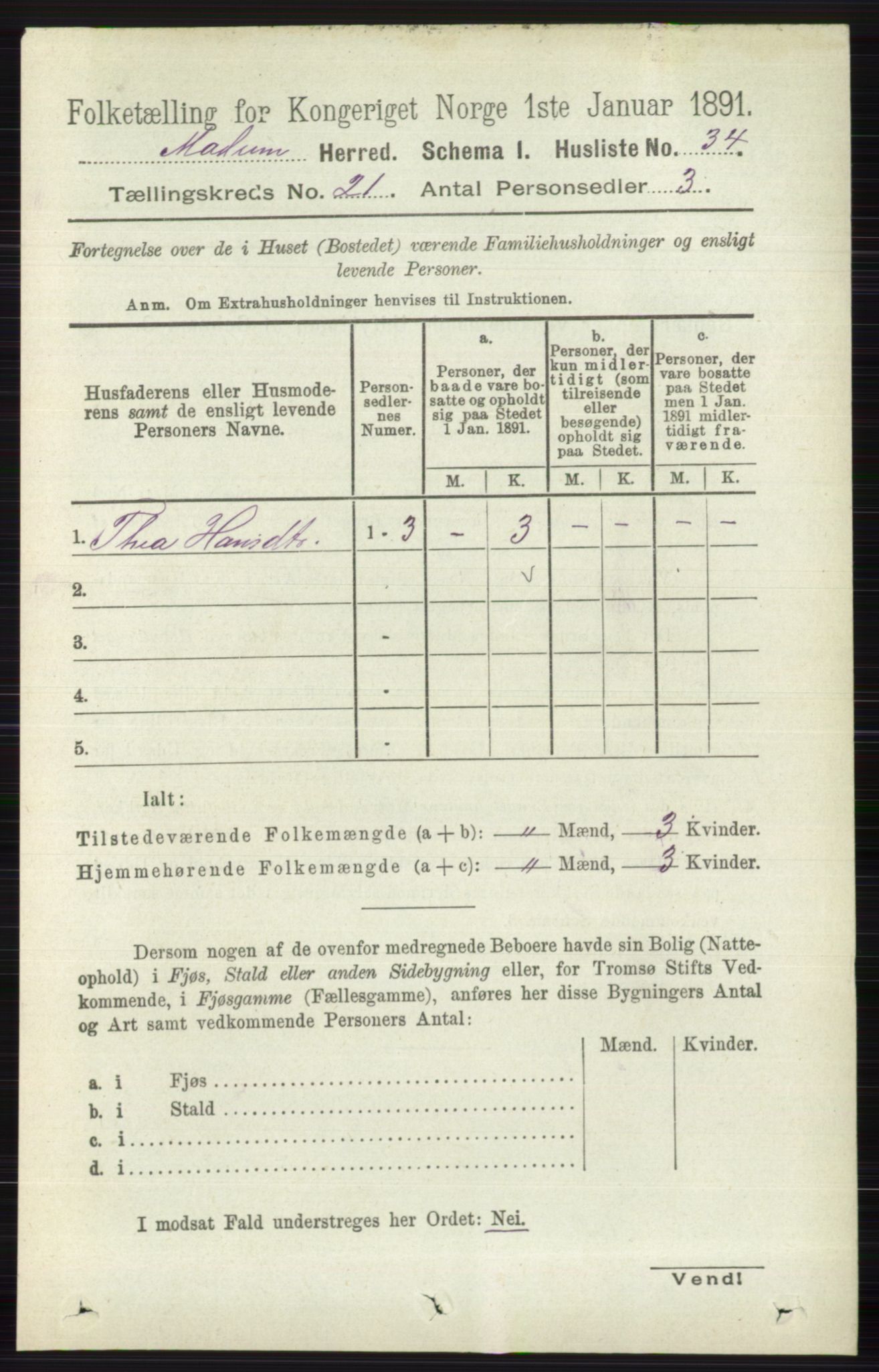 RA, 1891 census for 0623 Modum, 1891, p. 8097