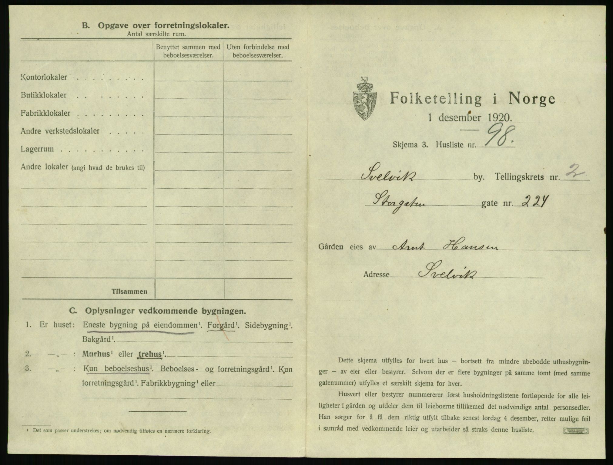 SAKO, 1920 census for Svelvik, 1920, p. 473