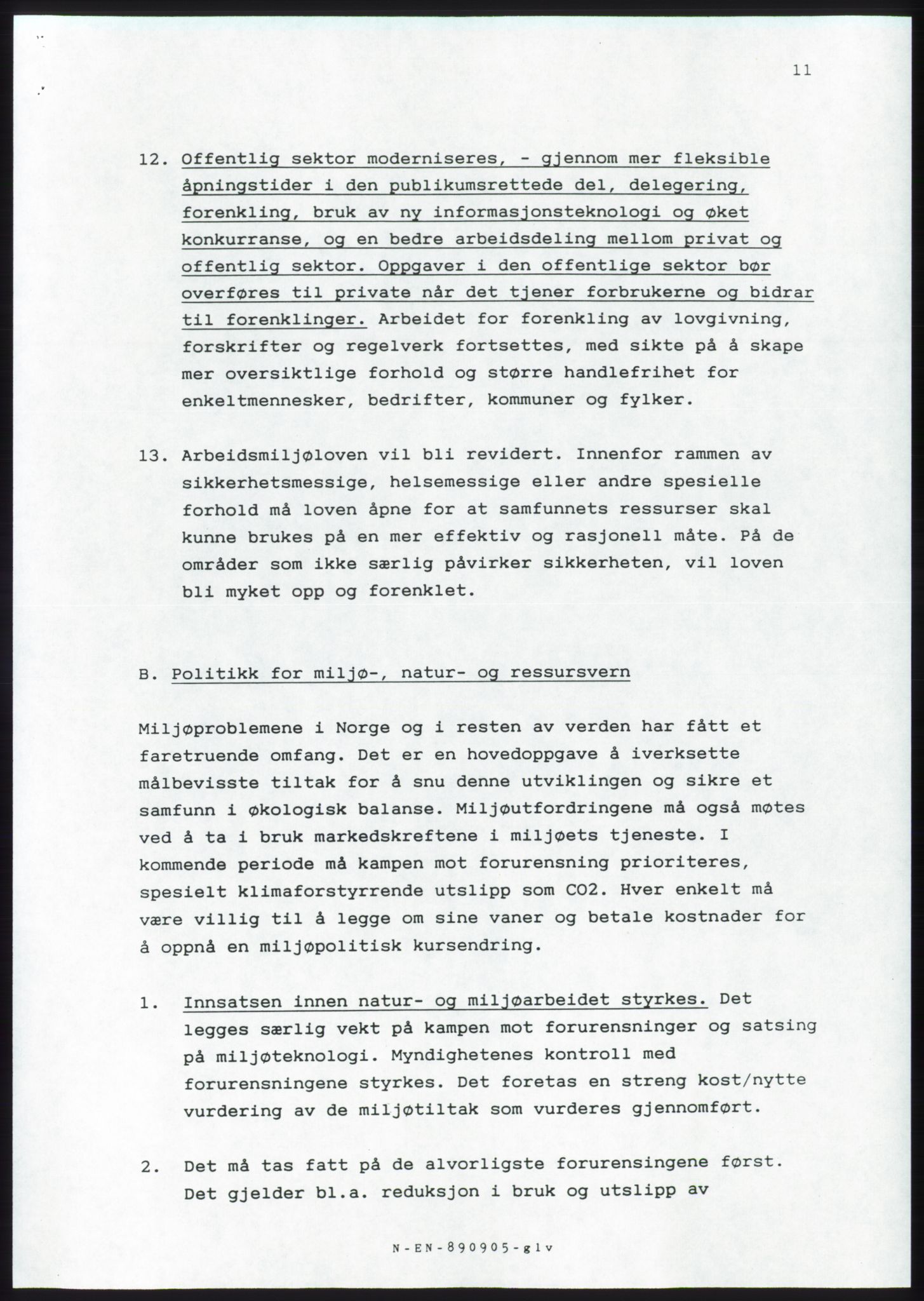 Forhandlingsmøtene 1989 mellom Høyre, KrF og Senterpartiet om dannelse av regjering, AV/RA-PA-0697/A/L0001: Forhandlingsprotokoll med vedlegg, 1989, p. 12