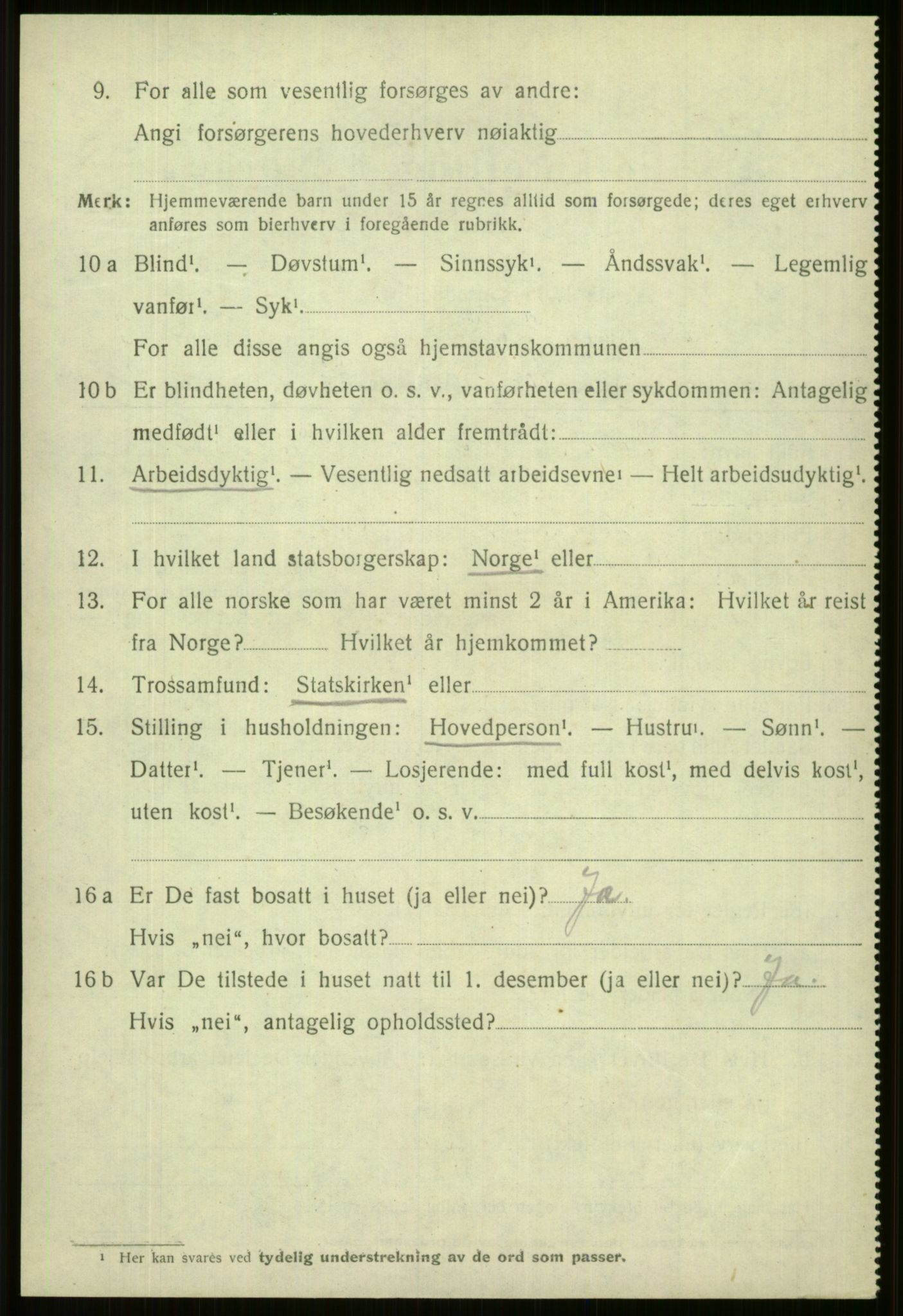 SAB, 1920 census for Vossestrand, 1920, p. 3891