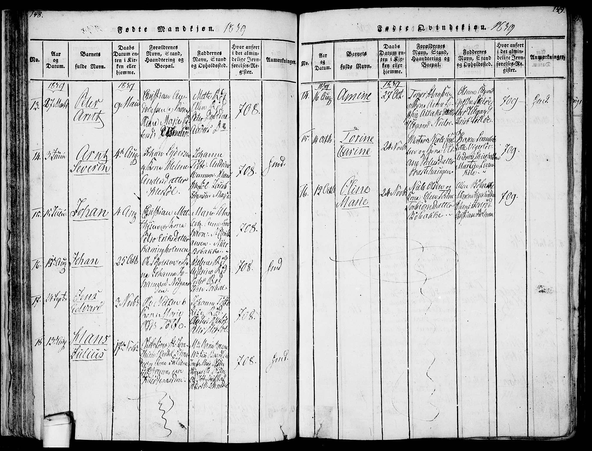 Hvaler prestekontor Kirkebøker, SAO/A-2001/F/Fa/L0005: Parish register (official) no. I 5, 1816-1845, p. 148-149