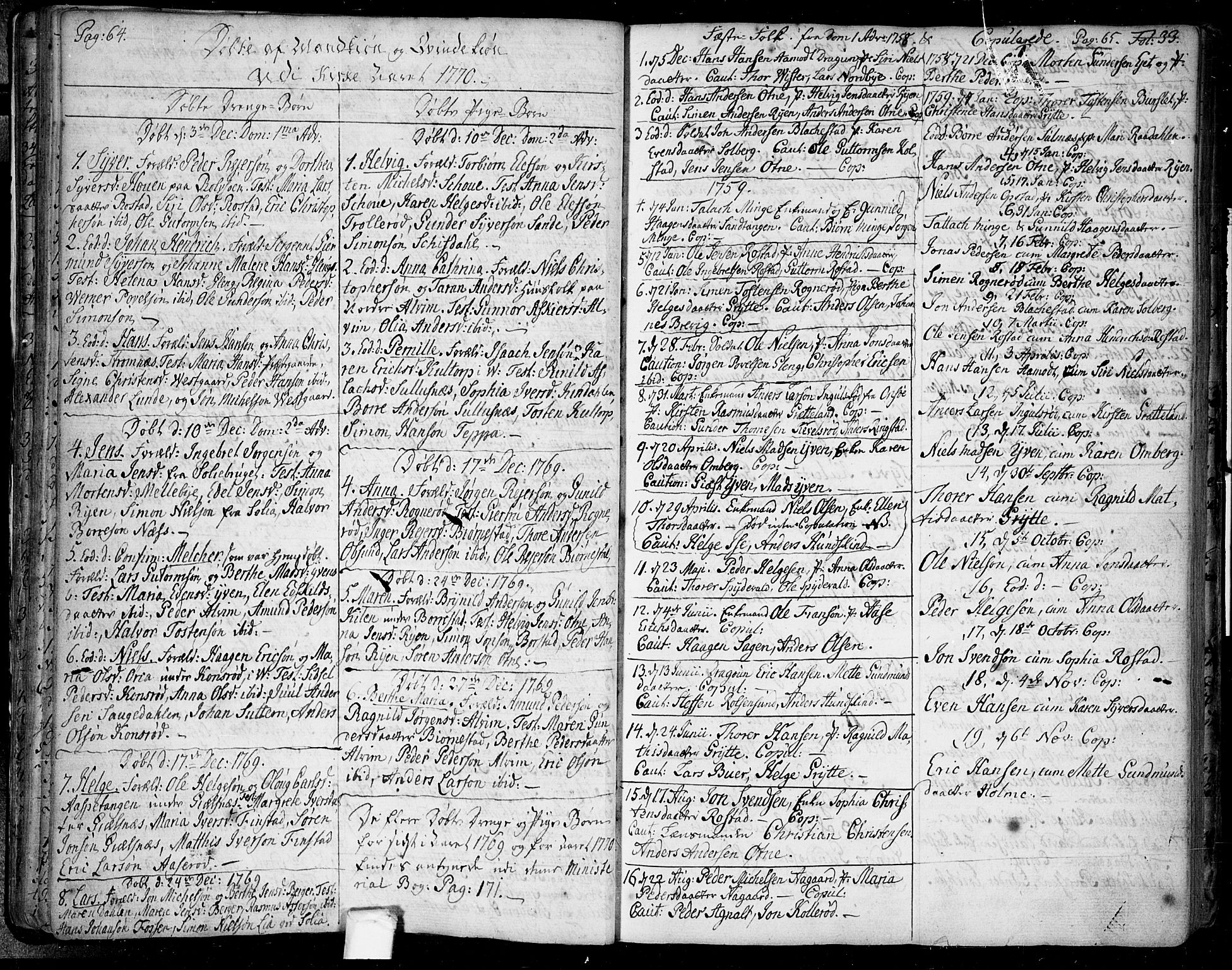 Tune prestekontor Kirkebøker, AV/SAO-A-2007/F/Fa/L0002: Parish register (official) no. 2, 1758-1781, p. 64-65