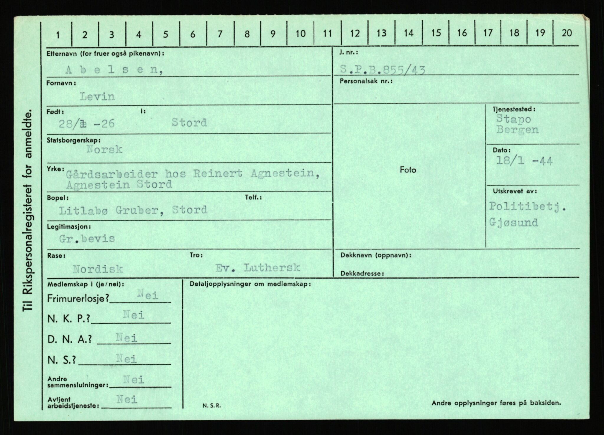 Statspolitiet - Hovedkontoret / Osloavdelingen, AV/RA-S-1329/C/Ca/L0001: Aabakken - Armann, 1943-1945, p. 964