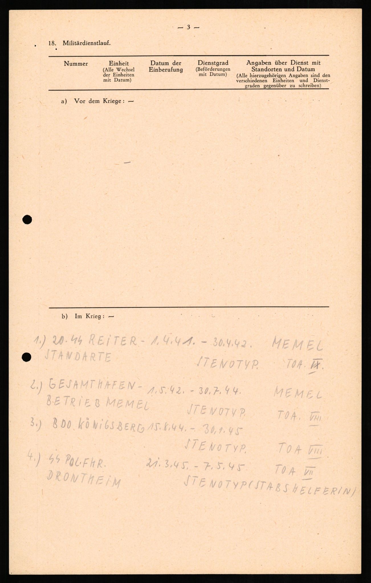 Forsvaret, Forsvarets overkommando II, RA/RAFA-3915/D/Db/L0011: CI Questionaires. Tyske okkupasjonsstyrker i Norge. Tyskere., 1945-1946, p. 29
