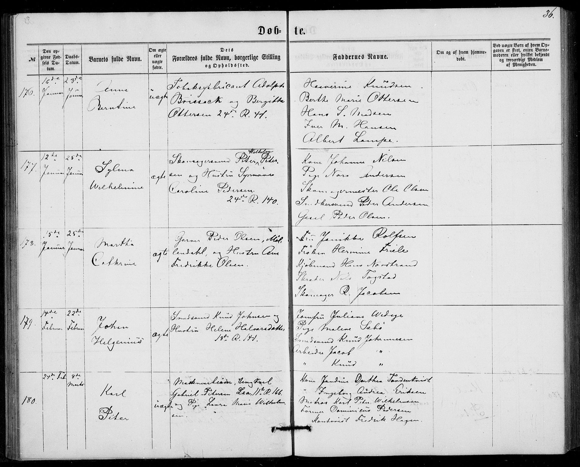 Fødselsstiftelsens sokneprestembete, ført av overlegen*, SAB/-: Parish register (official) no. A 1, 1863-1883, p. 36