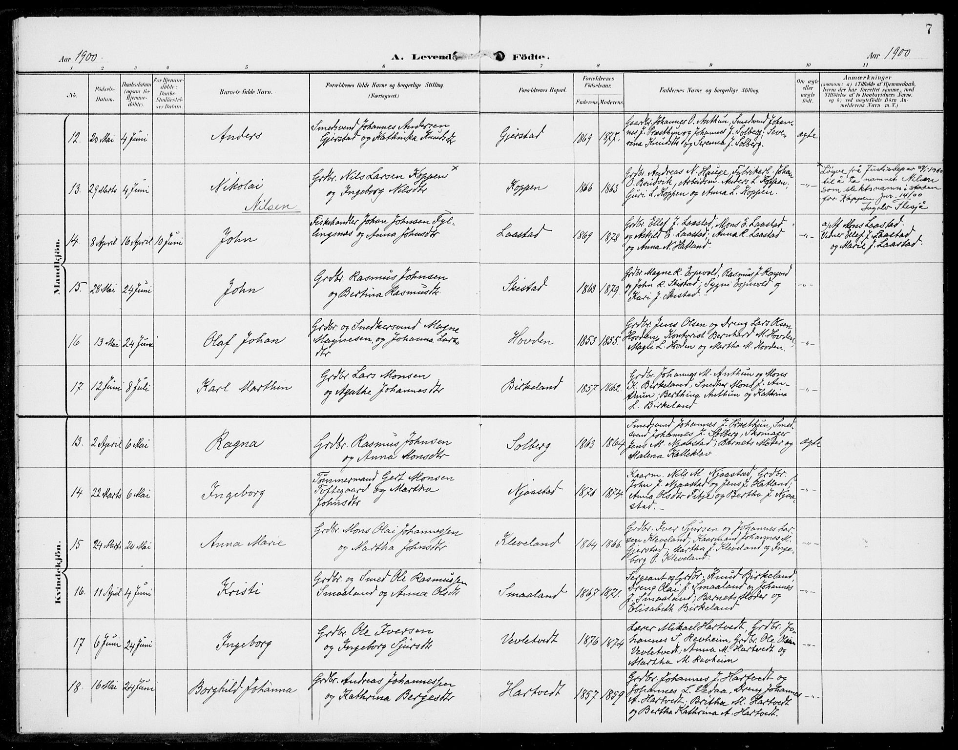 Haus sokneprestembete, SAB/A-75601/H/Haa: Parish register (official) no. C  2, 1900-1915, p. 7