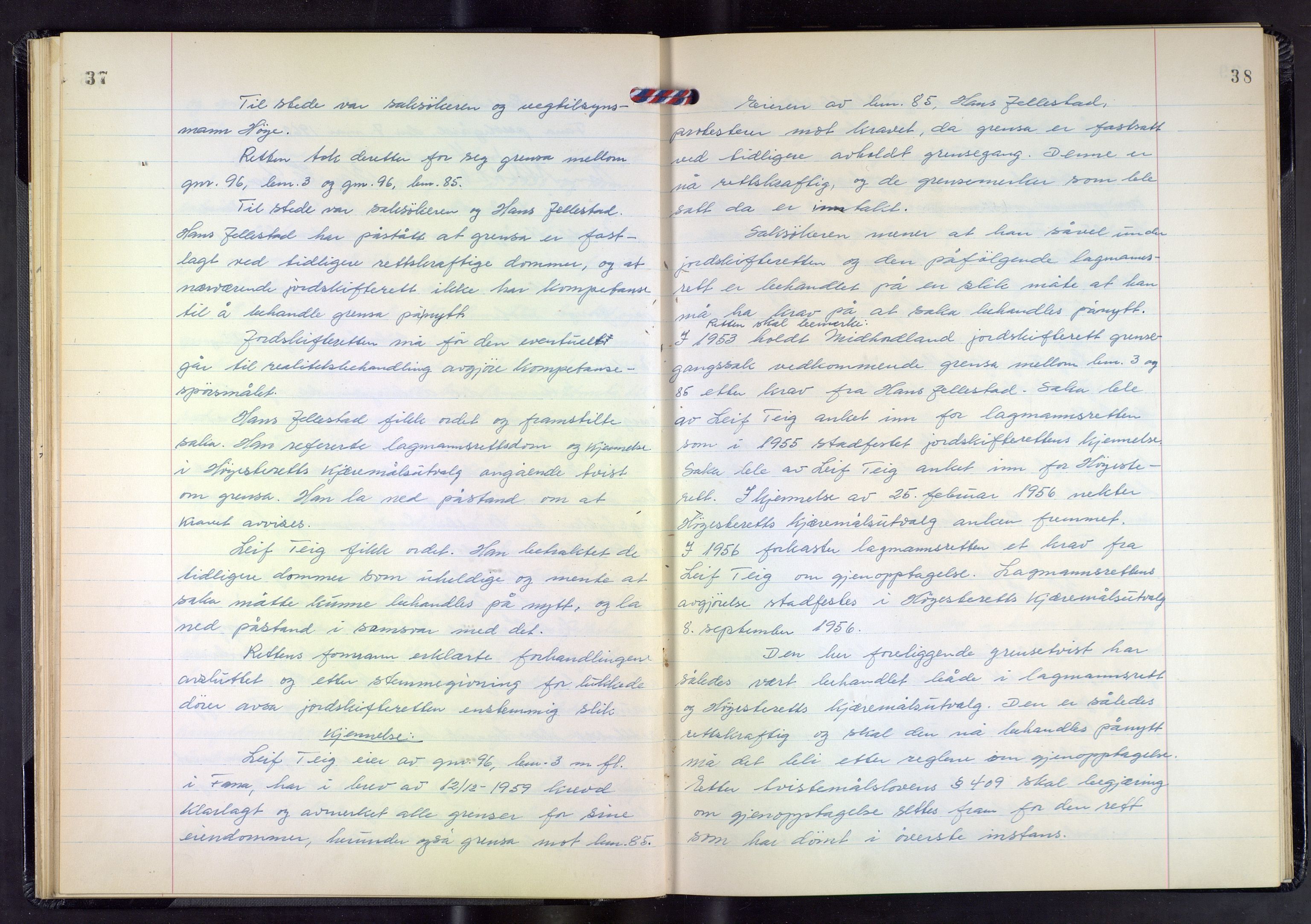 Hordaland jordskiftedøme - III Midhordland jordskiftedistrikt, AV/SAB-A-7001/A/Aa/L0034: Forhandlingsprotokoll, 1961-1967, p. 37-38