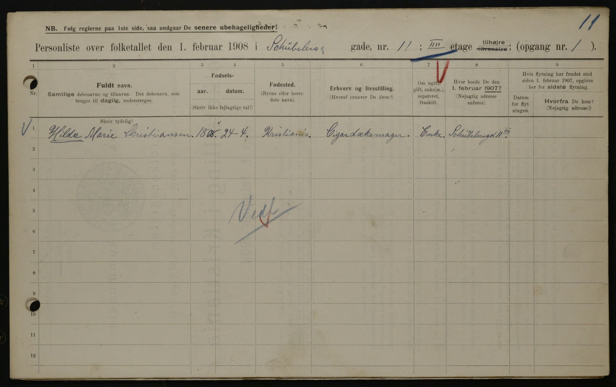 OBA, Municipal Census 1908 for Kristiania, 1908, p. 83631