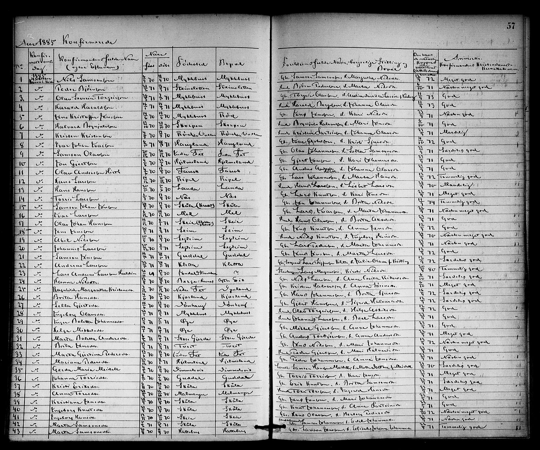 Kvinnherad sokneprestembete, SAB/A-76401/H/Haa: Parish register (official) no. A 10, 1867-1886, p. 57