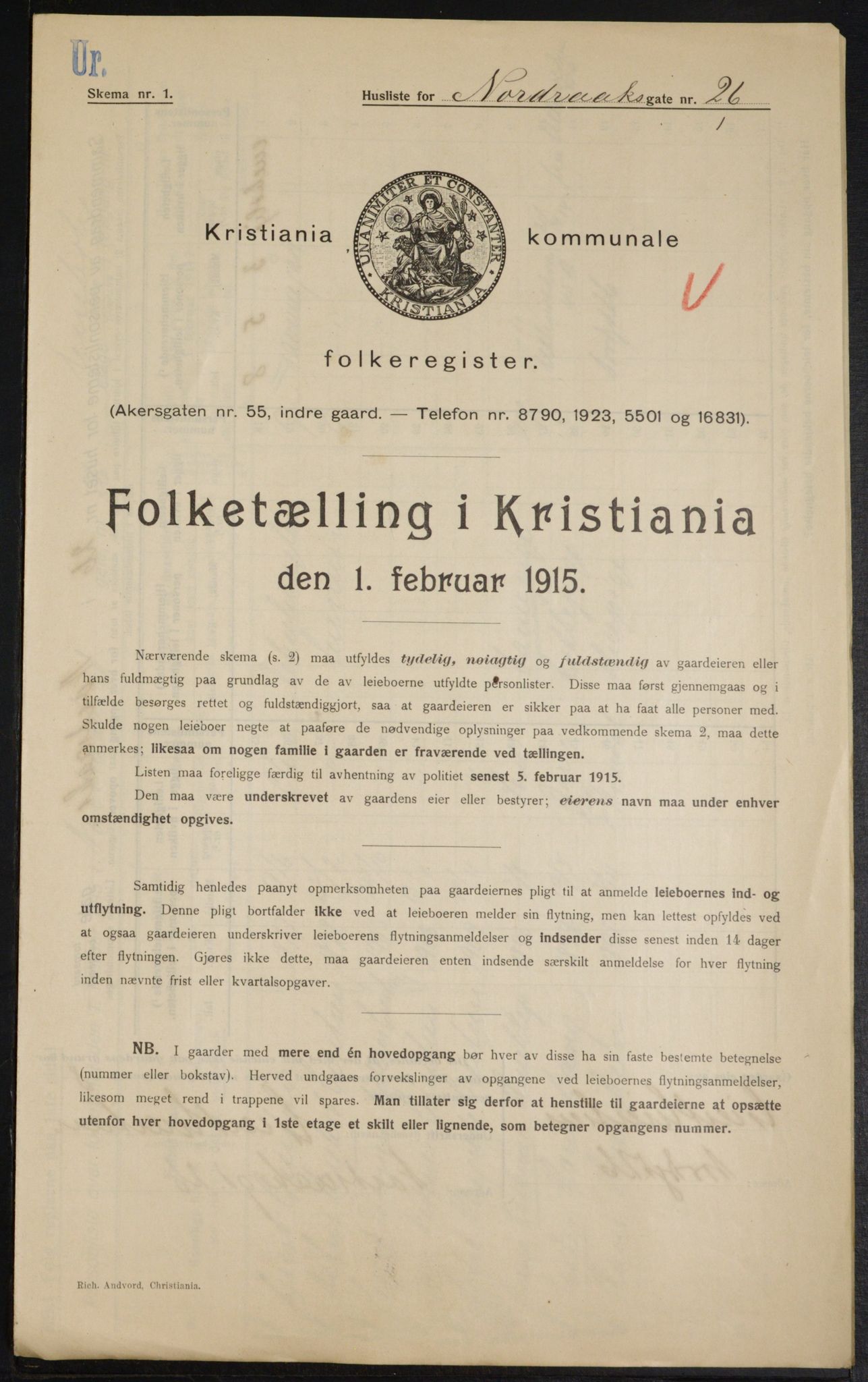 OBA, Municipal Census 1915 for Kristiania, 1915, p. 72835