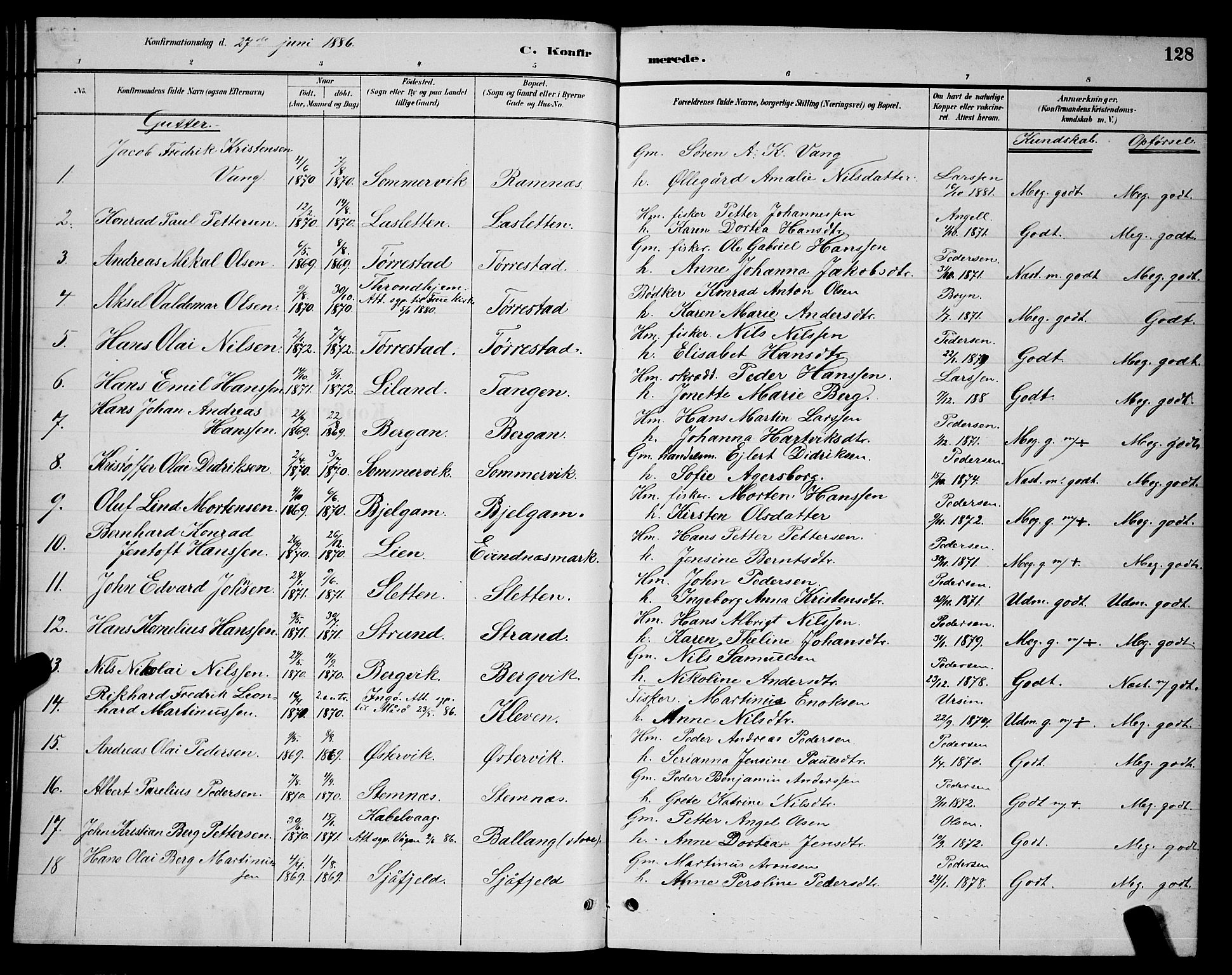 Ministerialprotokoller, klokkerbøker og fødselsregistre - Nordland, SAT/A-1459/863/L0914: Parish register (copy) no. 863C04, 1886-1897, p. 128