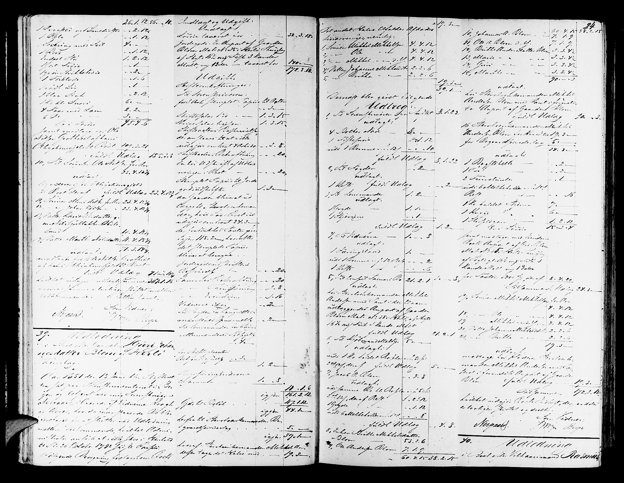 Nordhordland sorenskrivar, AV/SAB-A-2901/1/H/Hd/Hda/L0005: Skifteutlodningsprotokollar, 1851-1857, p. 23b-24a