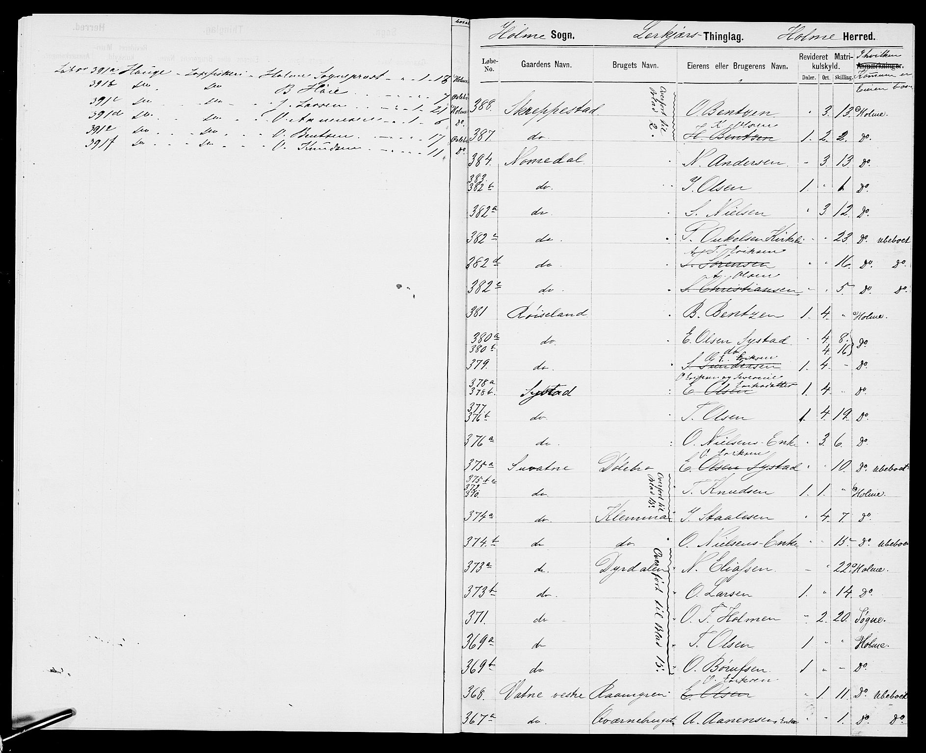 SAK, 1875 census for 1020P Holum, 1875, p. 16