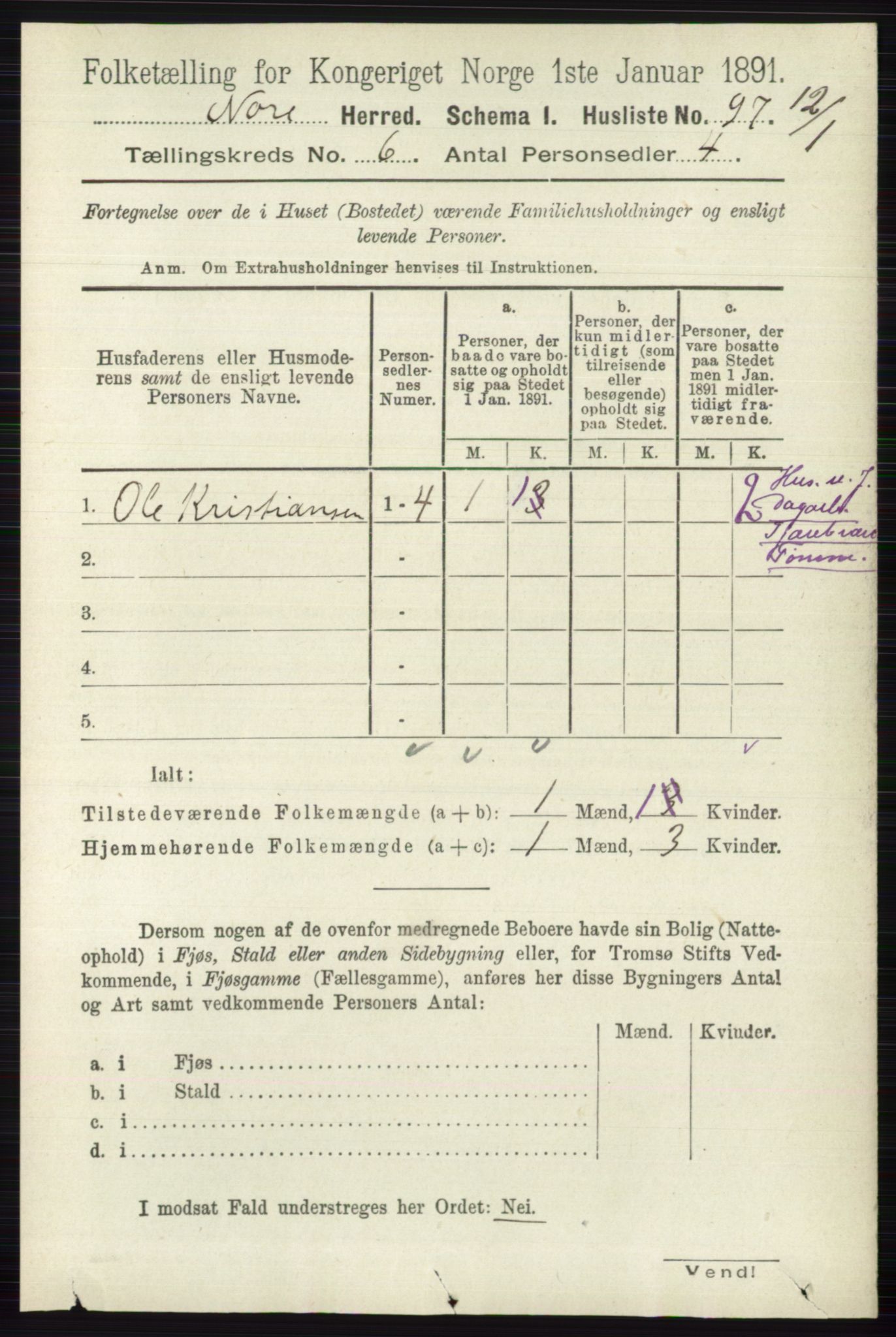 RA, 1891 census for 0633 Nore, 1891, p. 1957