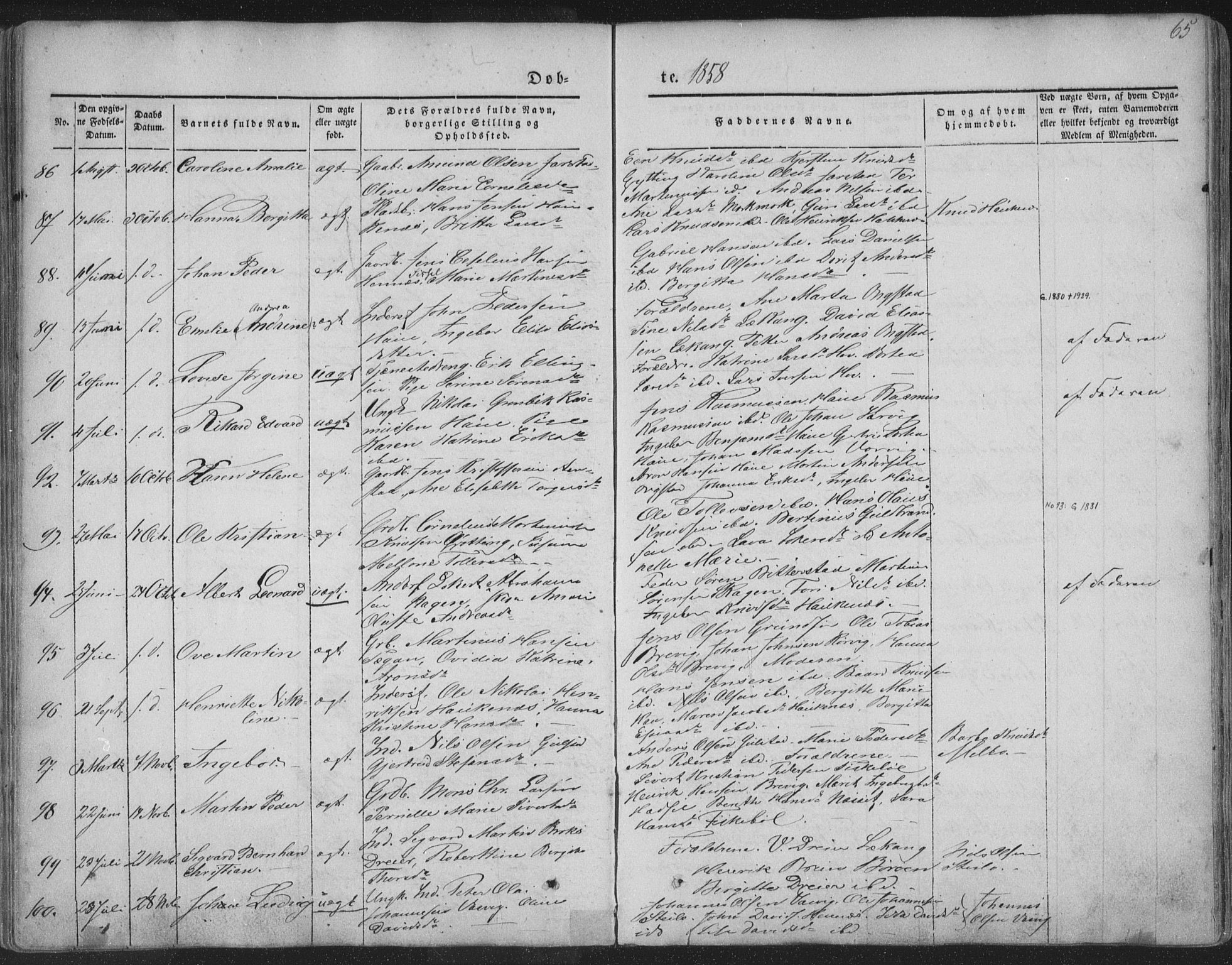 Ministerialprotokoller, klokkerbøker og fødselsregistre - Nordland, SAT/A-1459/888/L1241: Parish register (official) no. 888A07, 1849-1869, p. 65