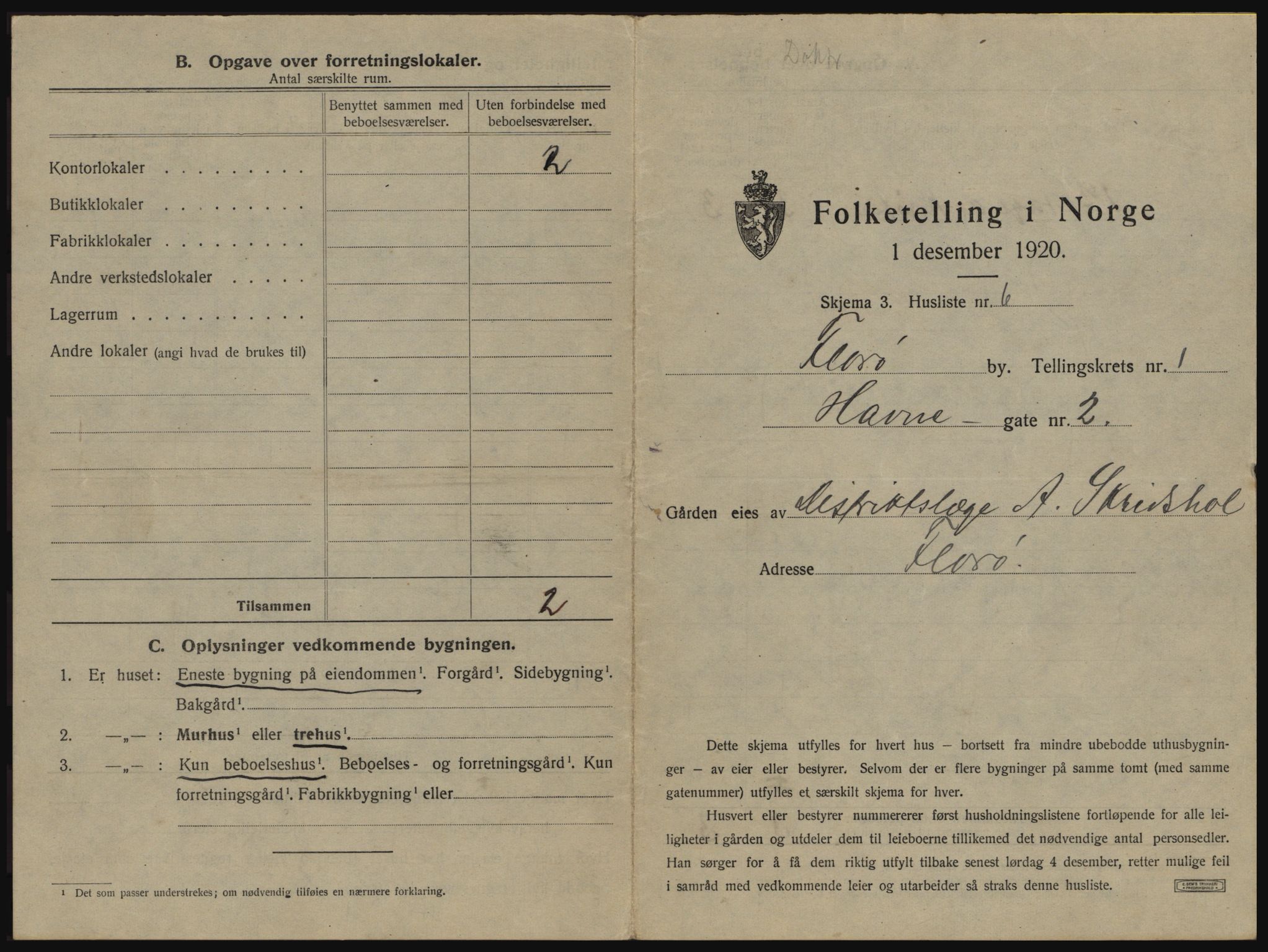 SAB, 1920 census for Florø, 1920, p. 32