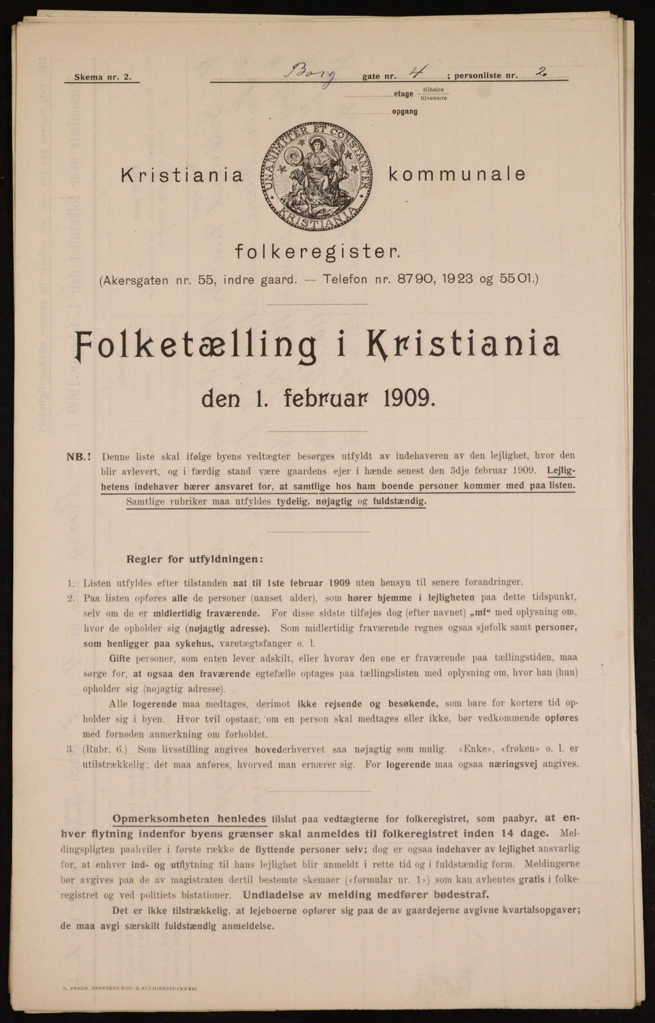 OBA, Municipal Census 1909 for Kristiania, 1909, p. 7214